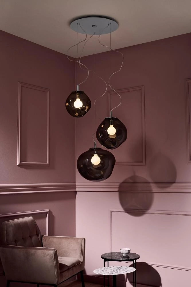 Lampa wisząca trzypunktowa AVIA 3 dymiony czarny ze srebrnym wykończeniem