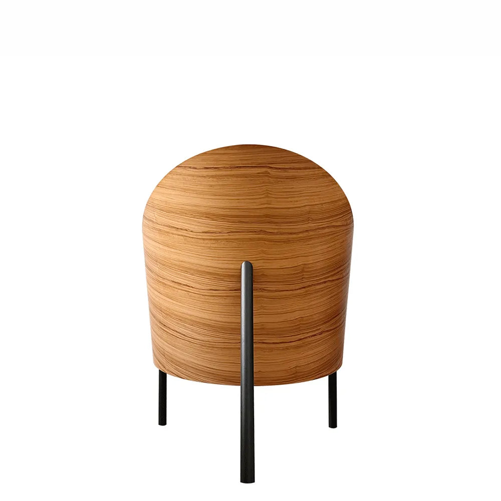 Pratfall chair olive veneer with beige leather