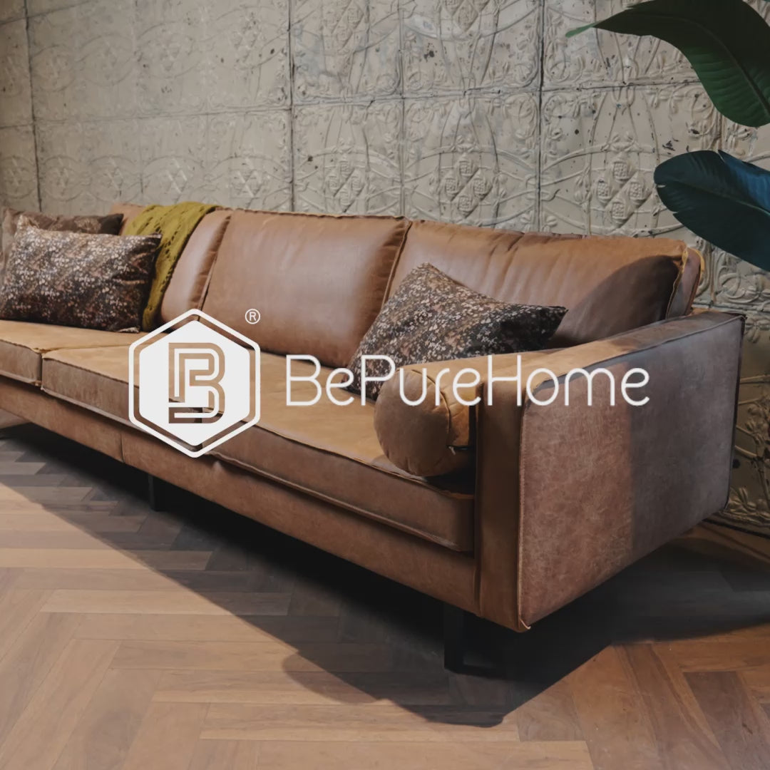 3-seater leather cognac sofa