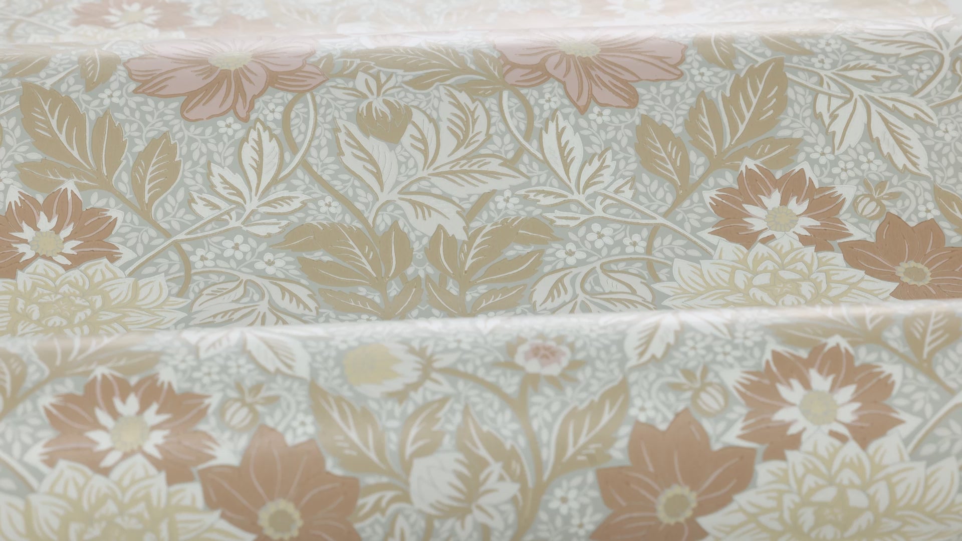 Non-woven paper wallpaper with a floral pattern DAHLIA GARDEN in blue and beige
