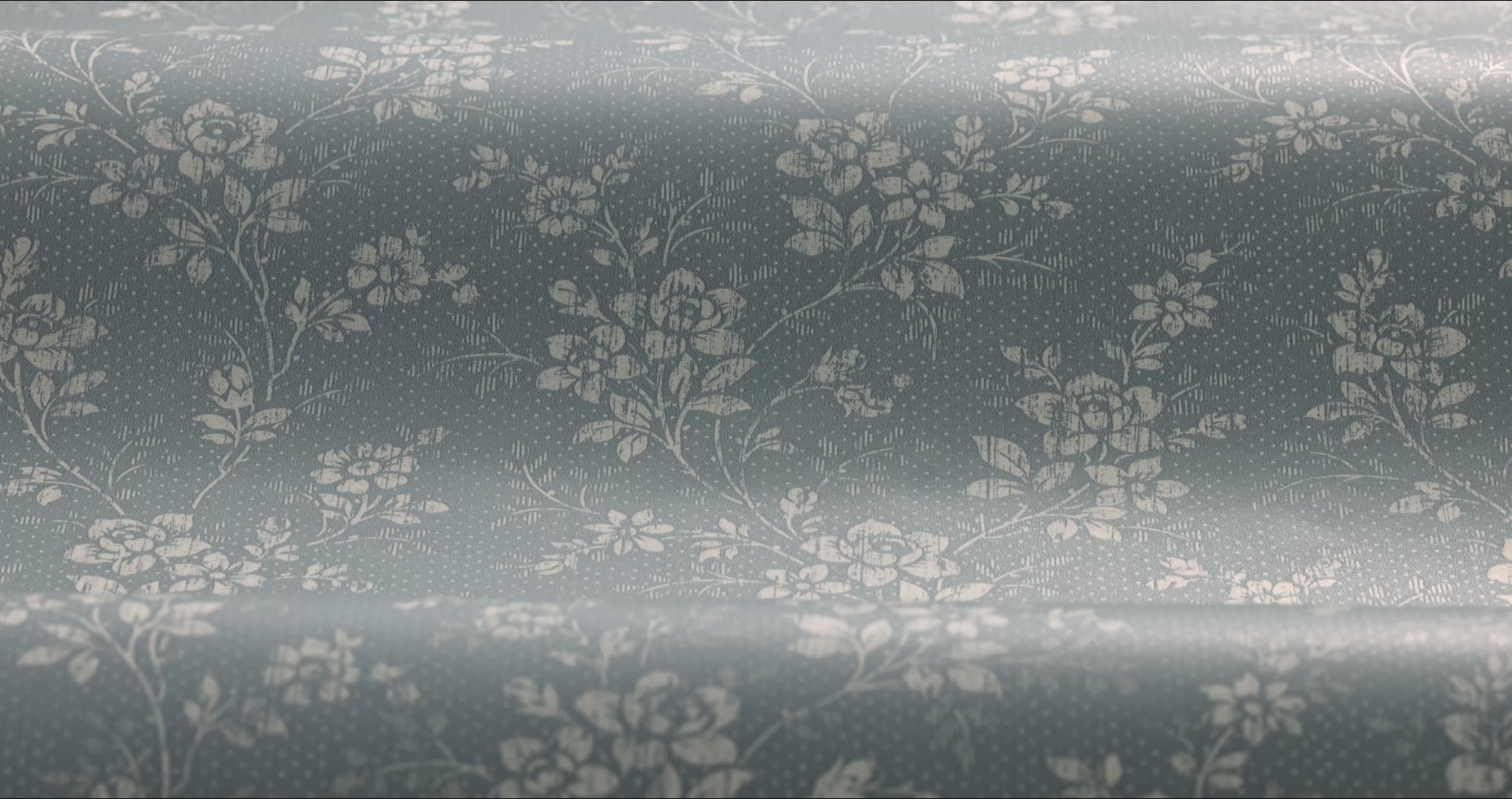 Tapeta z roślinnym wzorem kwiatów HIP ROSE jasny niebieski z beżowym