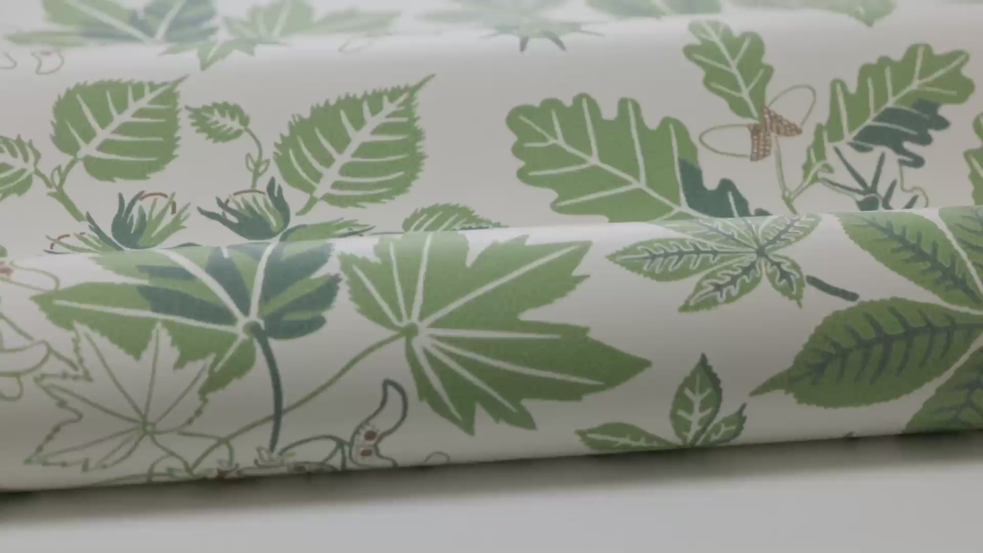 Tapeta s rostlinným motivem v listech ARBORETUM krémová se zelenou