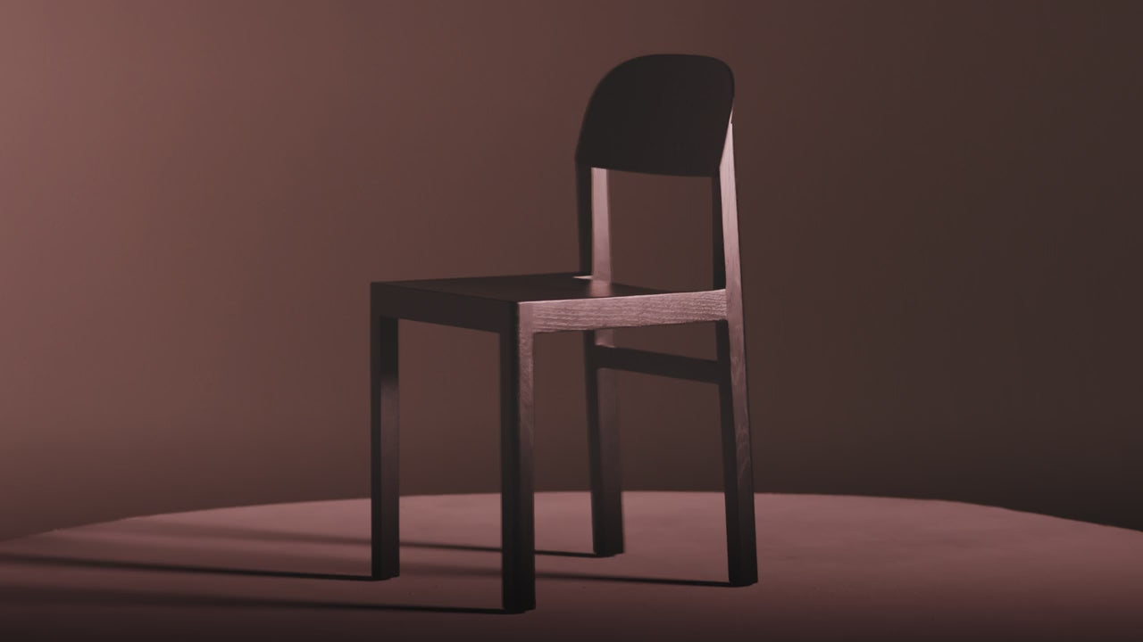 WORKSHOP Chair in Black Veneer and Oak Wood