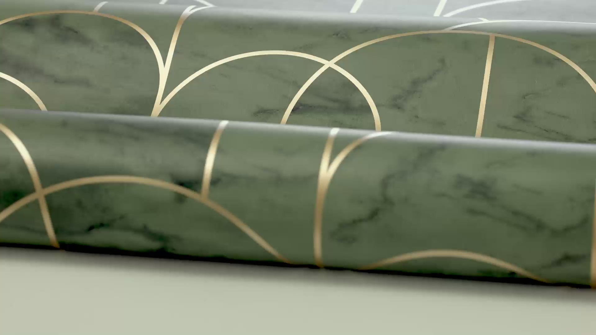 Non-woven paper wallpaper mimicking marble ARCH green with gold