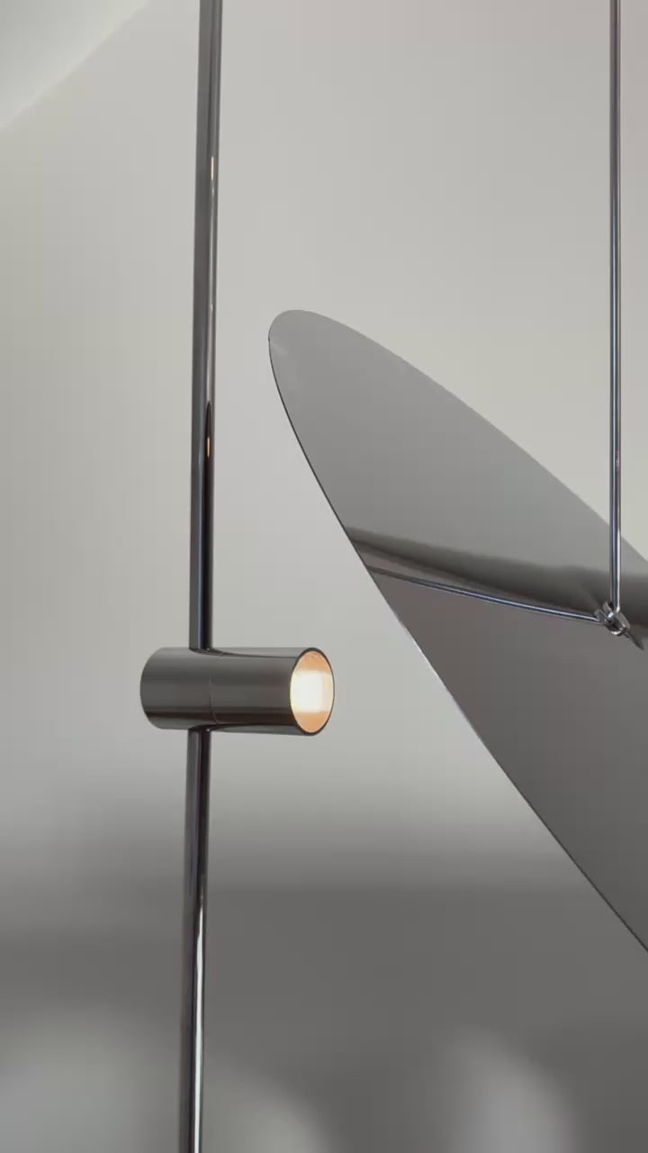 Stojací lampa MOON chrom a travertin