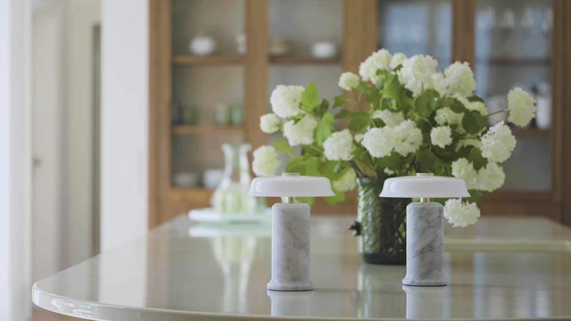 Portable lamp TRIP NO. 2 green marble with amber glass