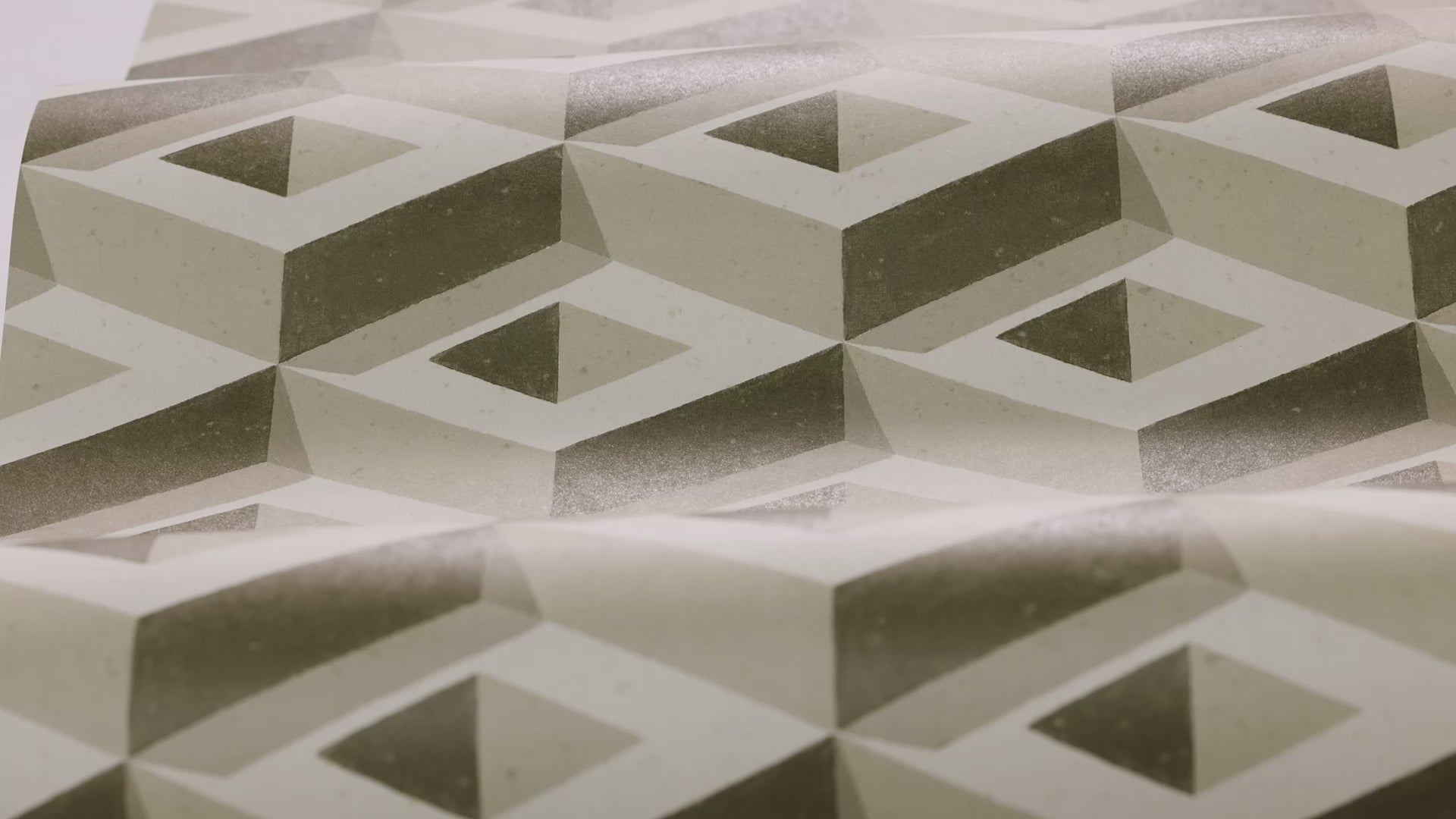 Mural s geometrickým motivem 3D BOXES béžový s hnědým