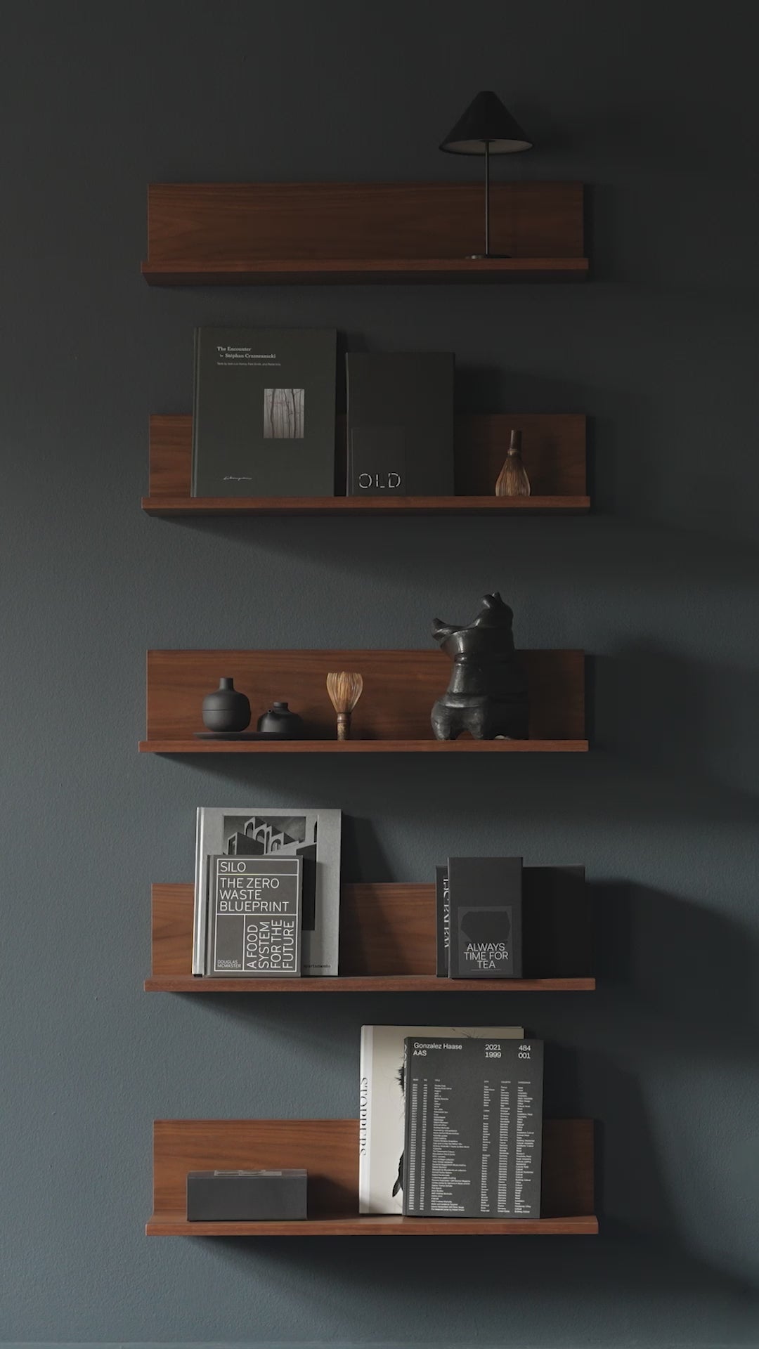 Tana nut veneer wall shelf