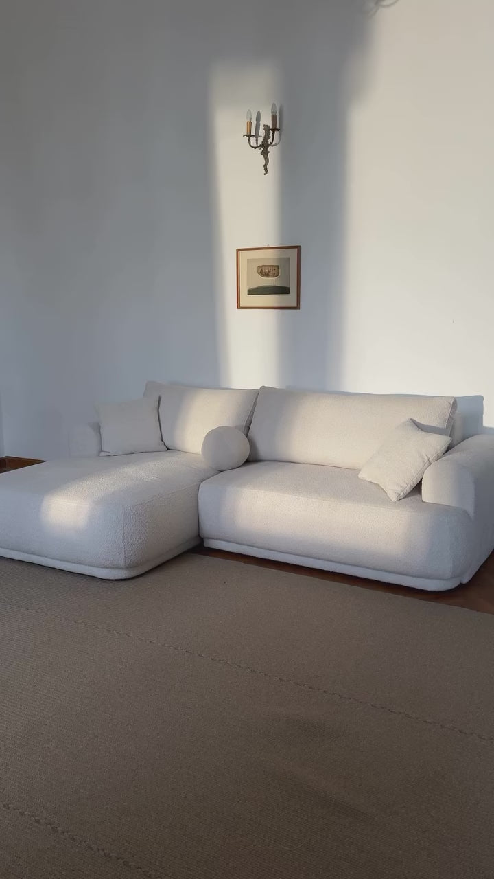 Narożnik prawostronny z funkcją spania ELLA piaskowy