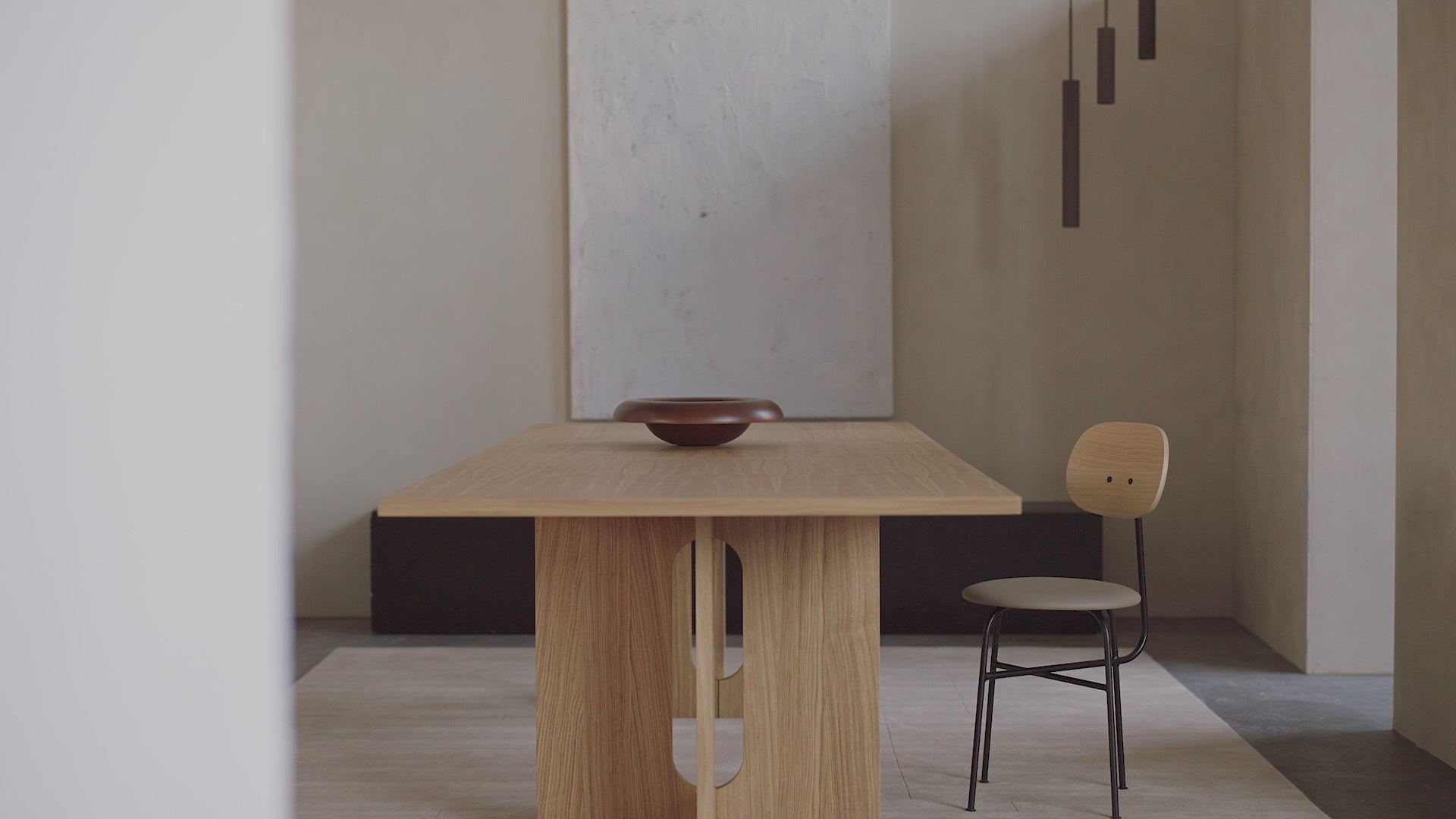 AFTEROOM chair dark oak veneer with upholstered beige seat