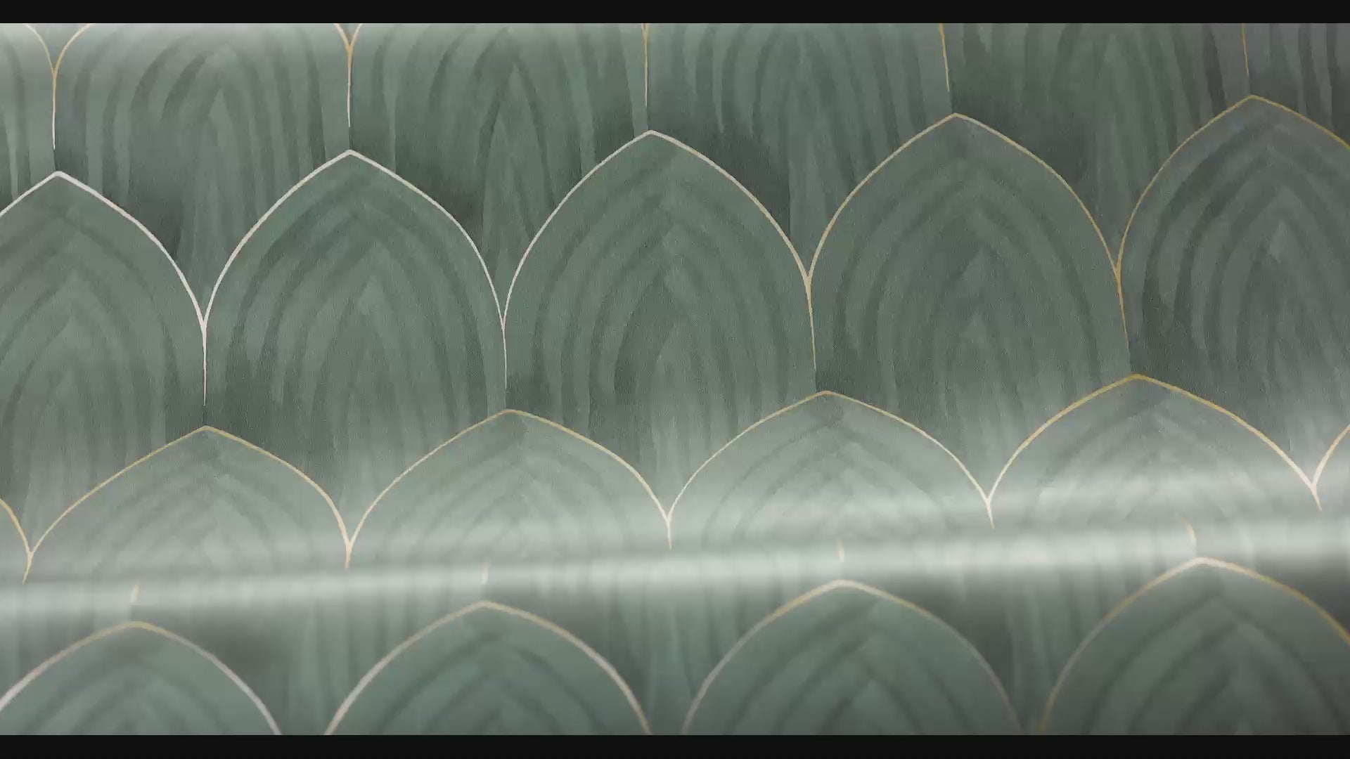 Tapeta s geometrickým vzorem oblouků ZLATÉ OBLOUKY zelená