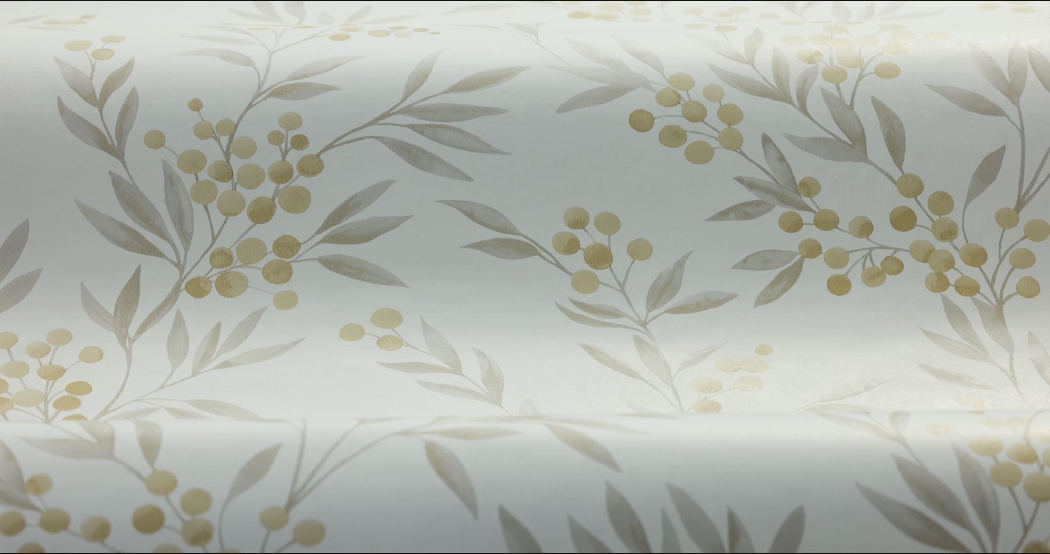 Tapeta s rostlinným motivem FOREST BERRIES bílá se šedou