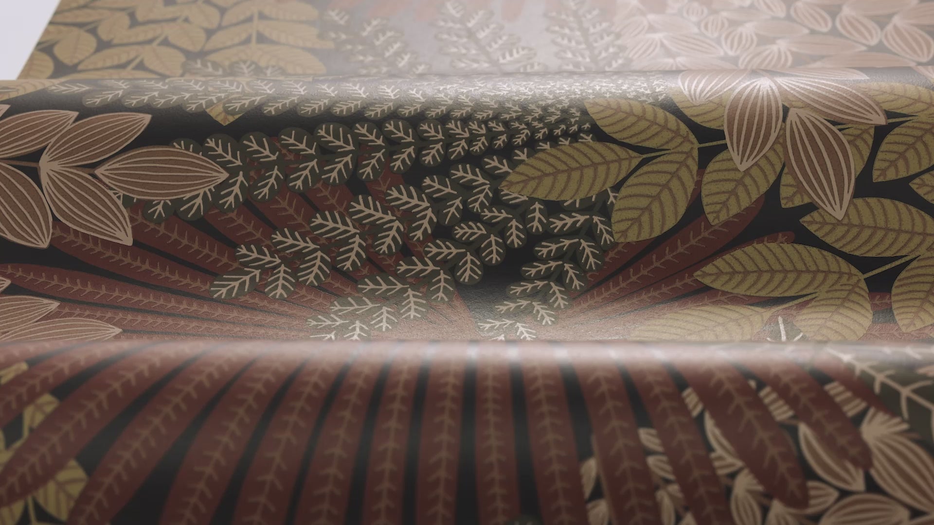 Orange Velvet Leaves Floral Wallpaper with Red