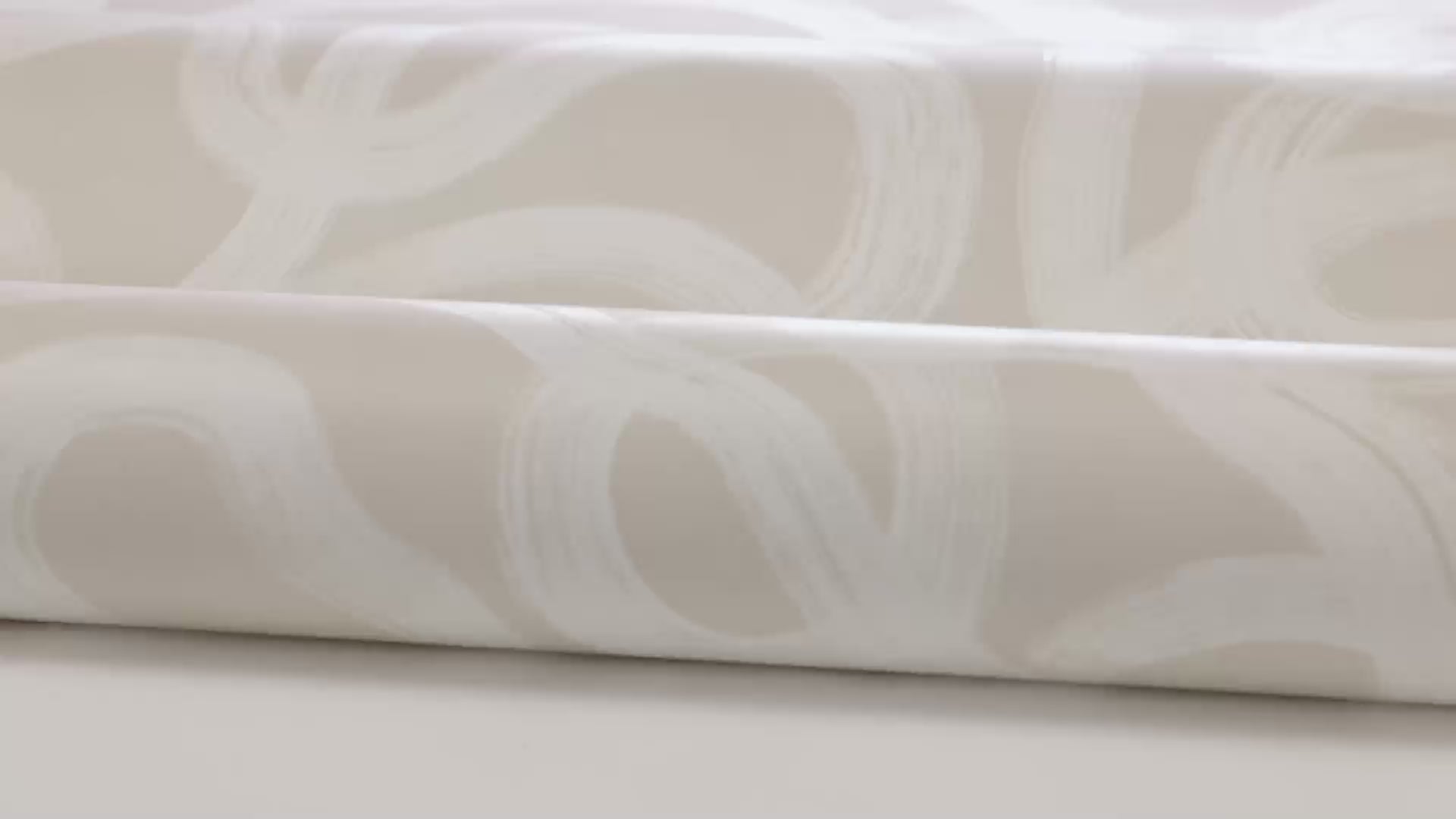 Non-woven paper wallpaper with abstract CURVE pattern in beige and white
