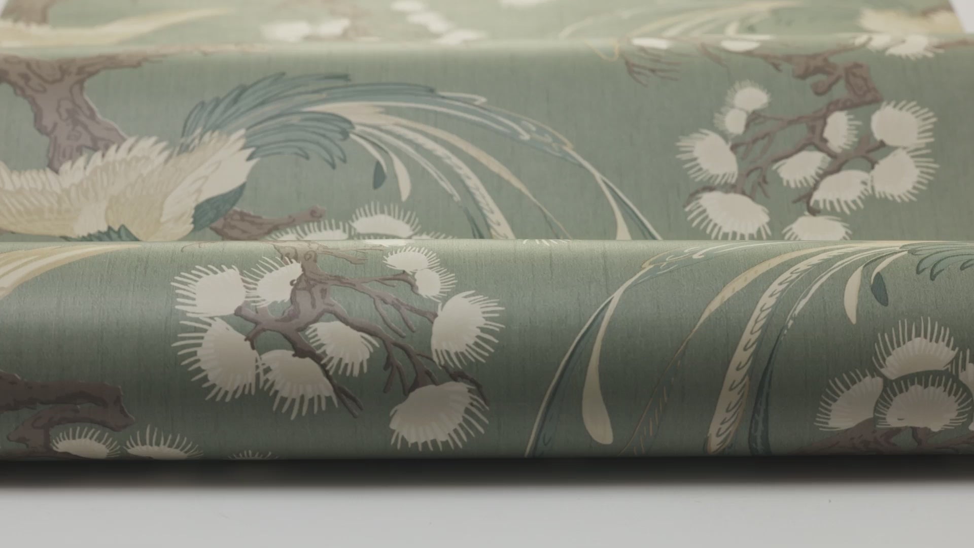 FENIX Green Floral and Animal Motif Wallpaper