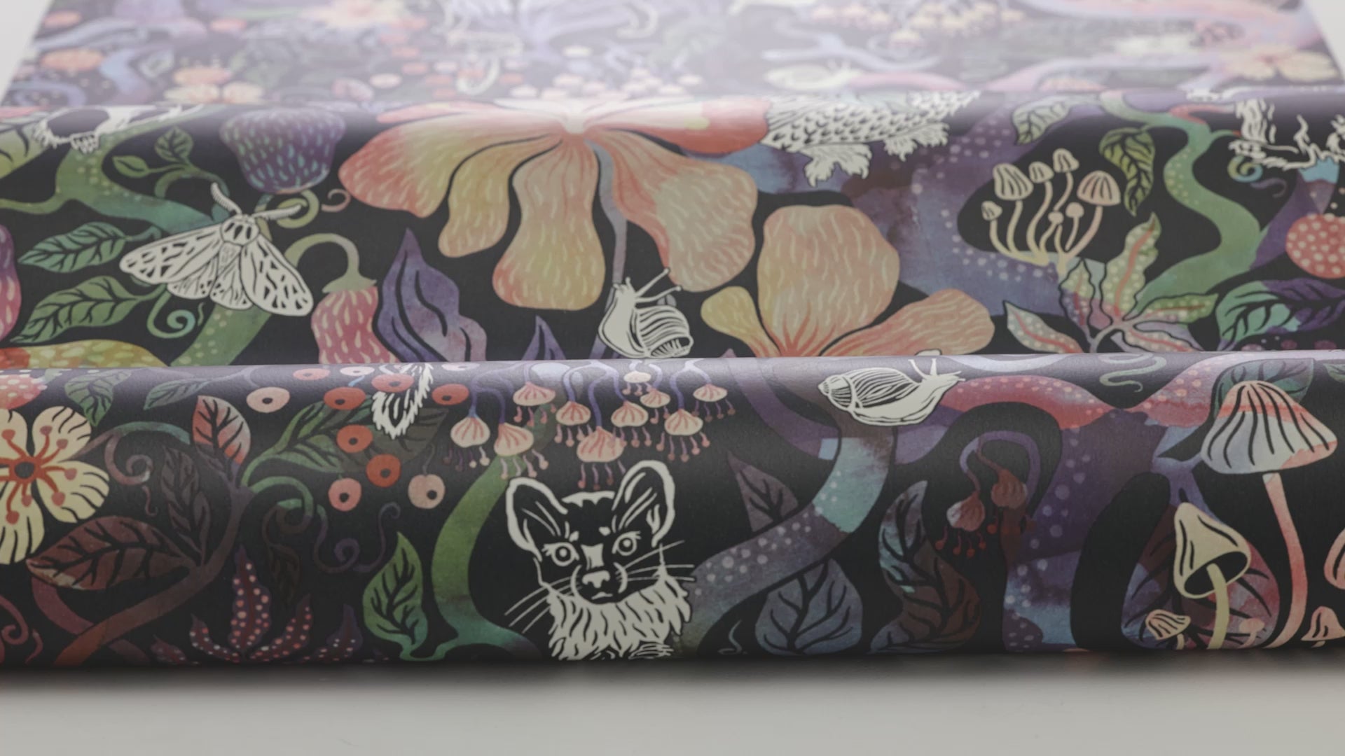 Children's wallpaper with a fairy tale forest theme MAGIC WOODS blue with pink