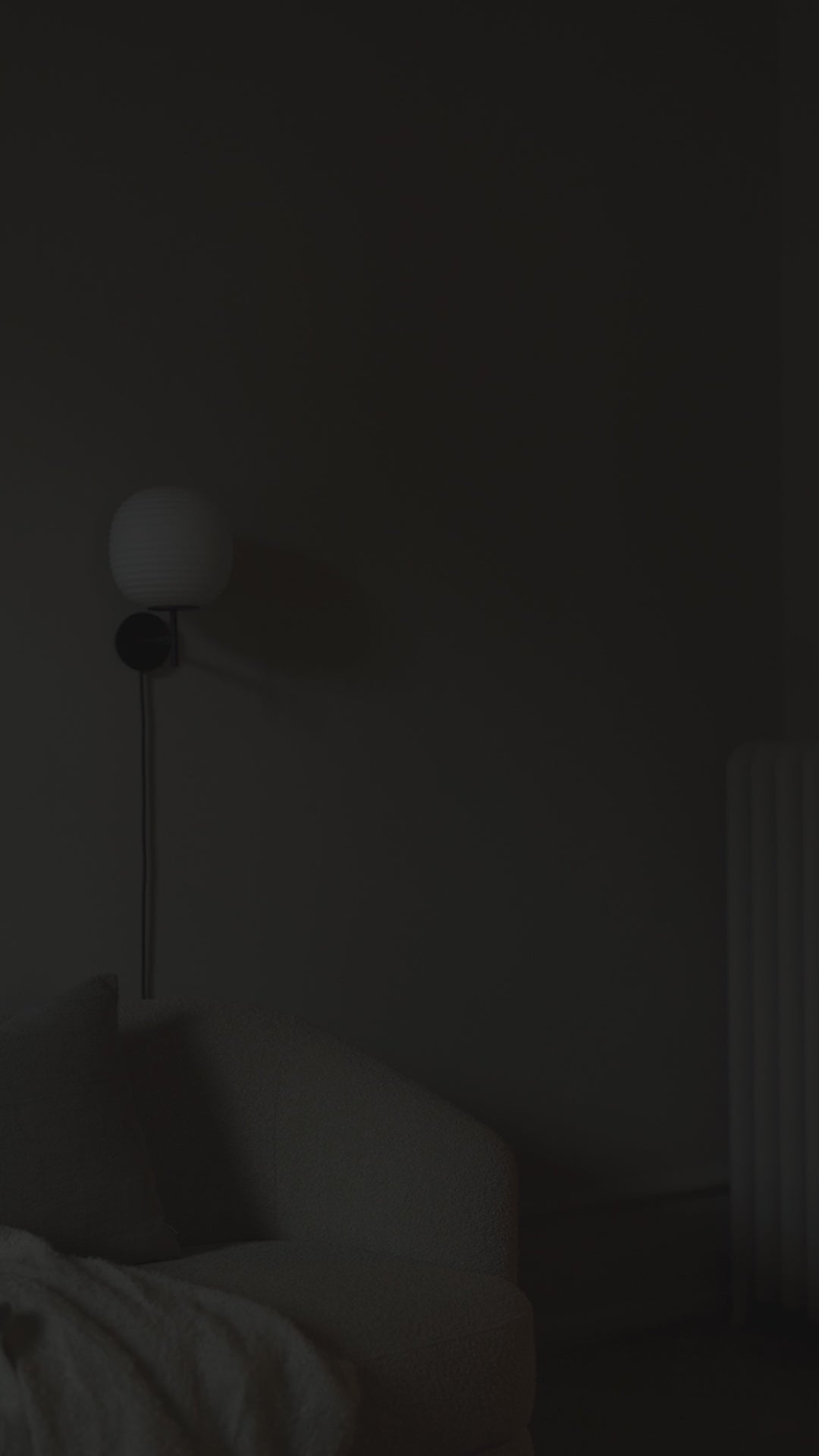 Lantern white wall lamp with a black base