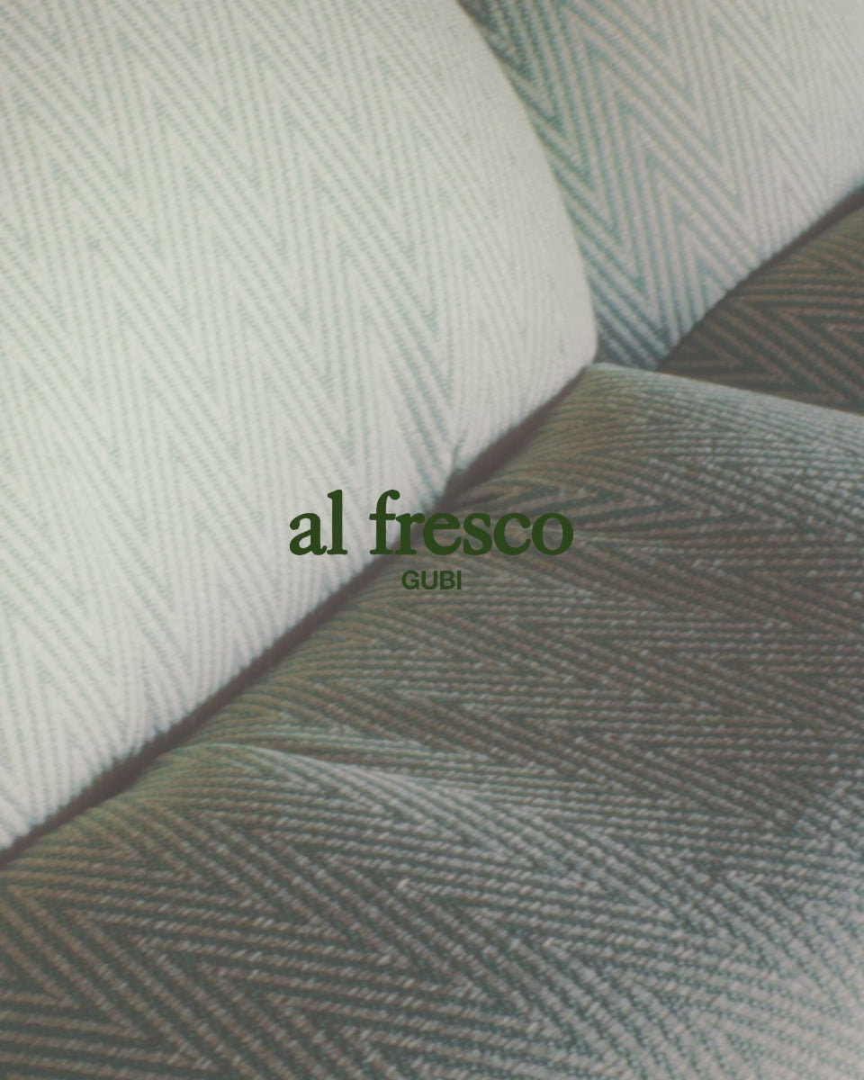 PACHA upholstered outdoor armchair with a gold base