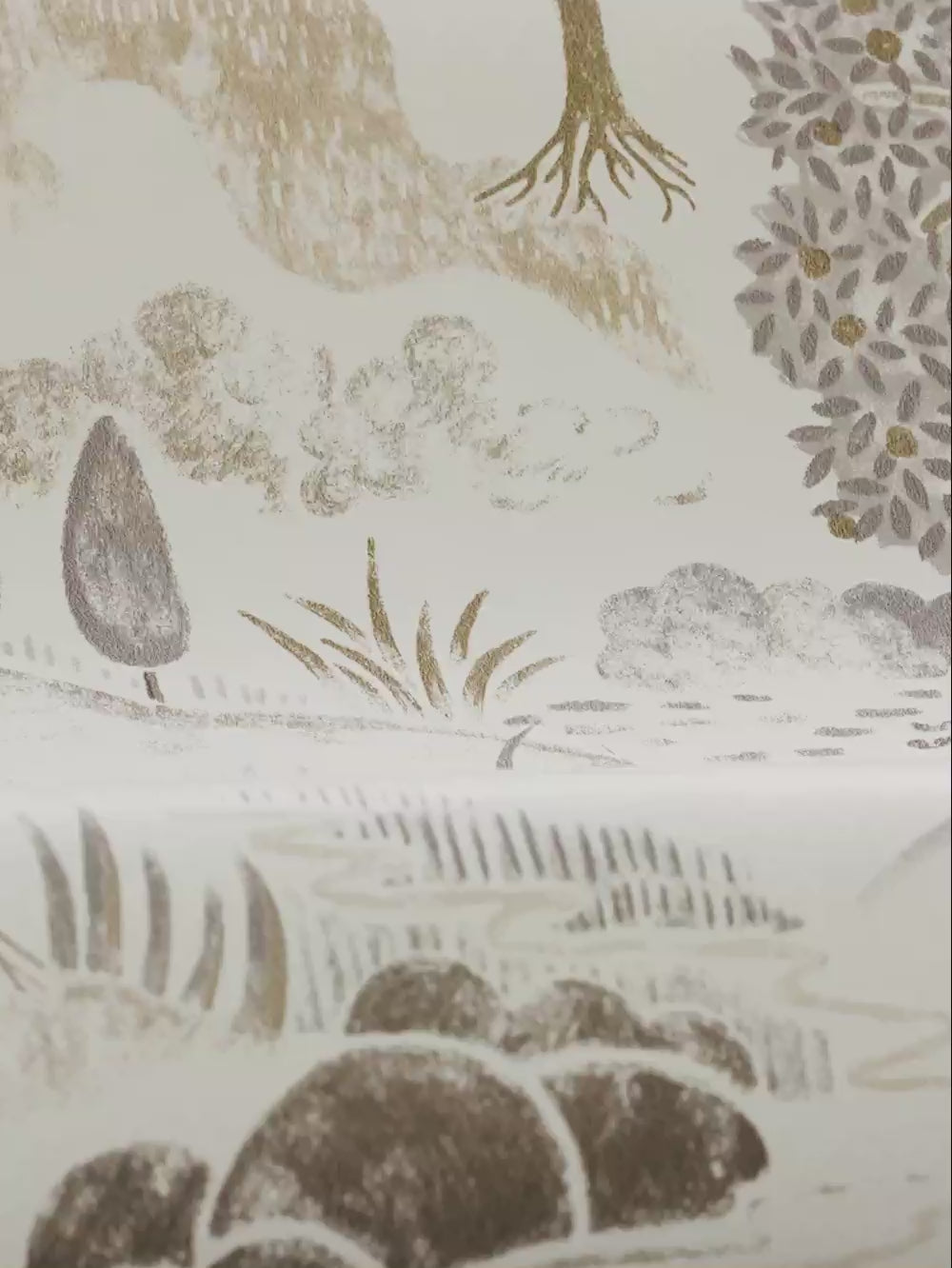 Diana Beige and Gray Botanical Landscape Wallpaper