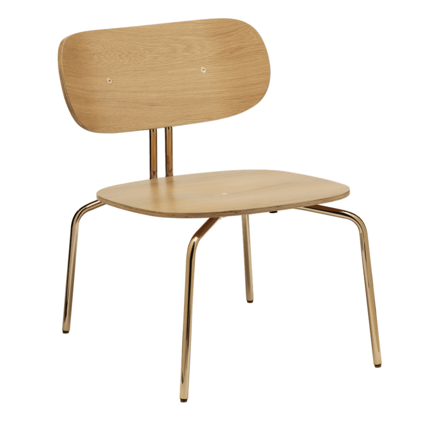 Křeslo CURIOUS dubová dýha se zlatým podstavcem