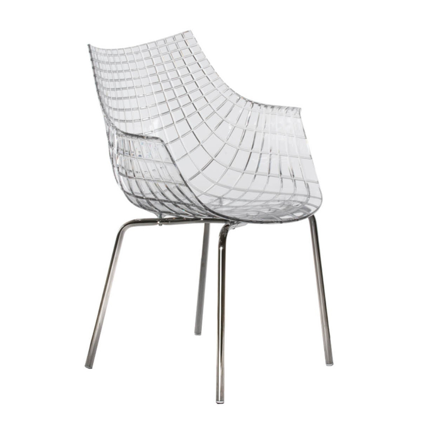 Transparent meridiana chair with a chrome base