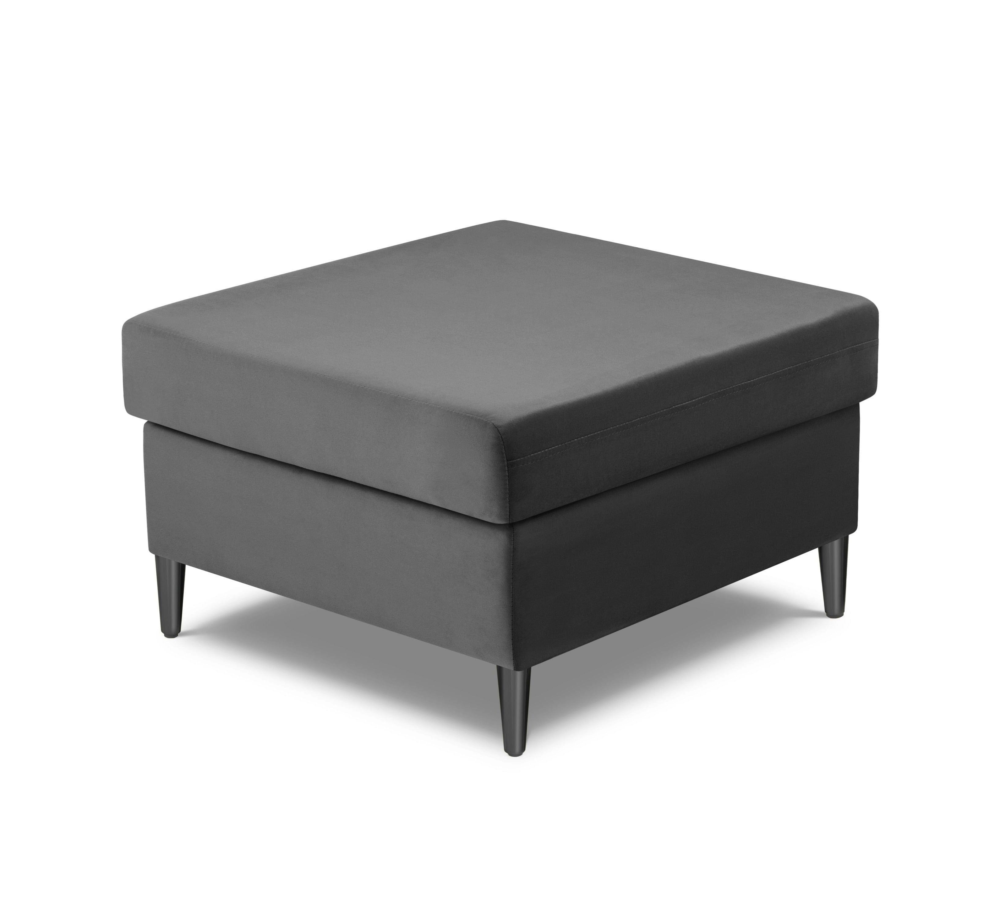 Puf aksamitny KYOTO jasnoszary z czarną podstawą Cosmopolitan Design    Eye on Design