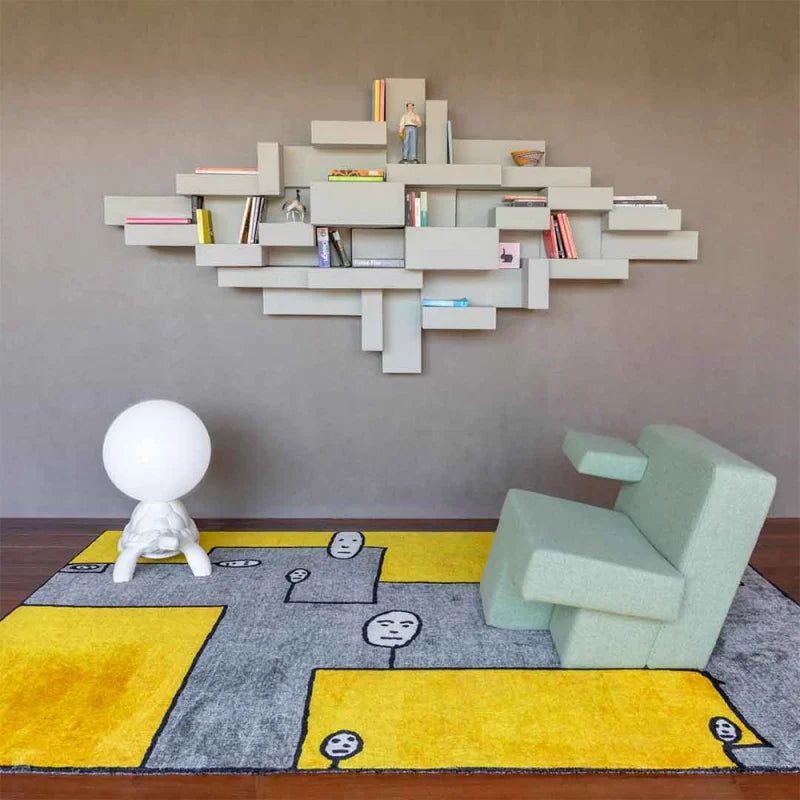 Double-sided cushion FACES ON RED red with beige