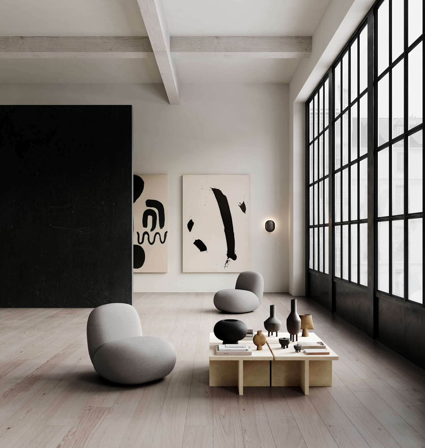 Křeslo bez opěrek TOE FLAT šedé