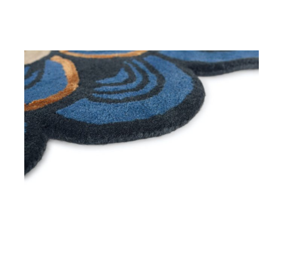 Round carpet masquerade round blue blue