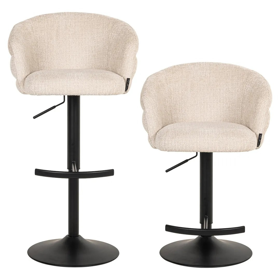 Beige bar stool NIKKI with a black base