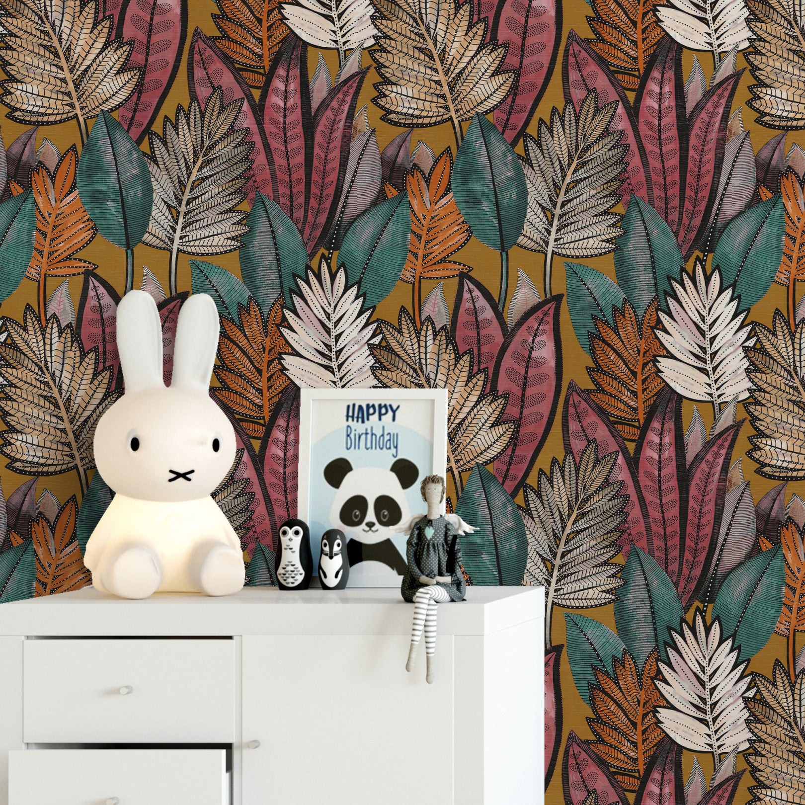 Strukturovaná tapeta s rostlinným motivem SABAL - SAFRAN šafránový