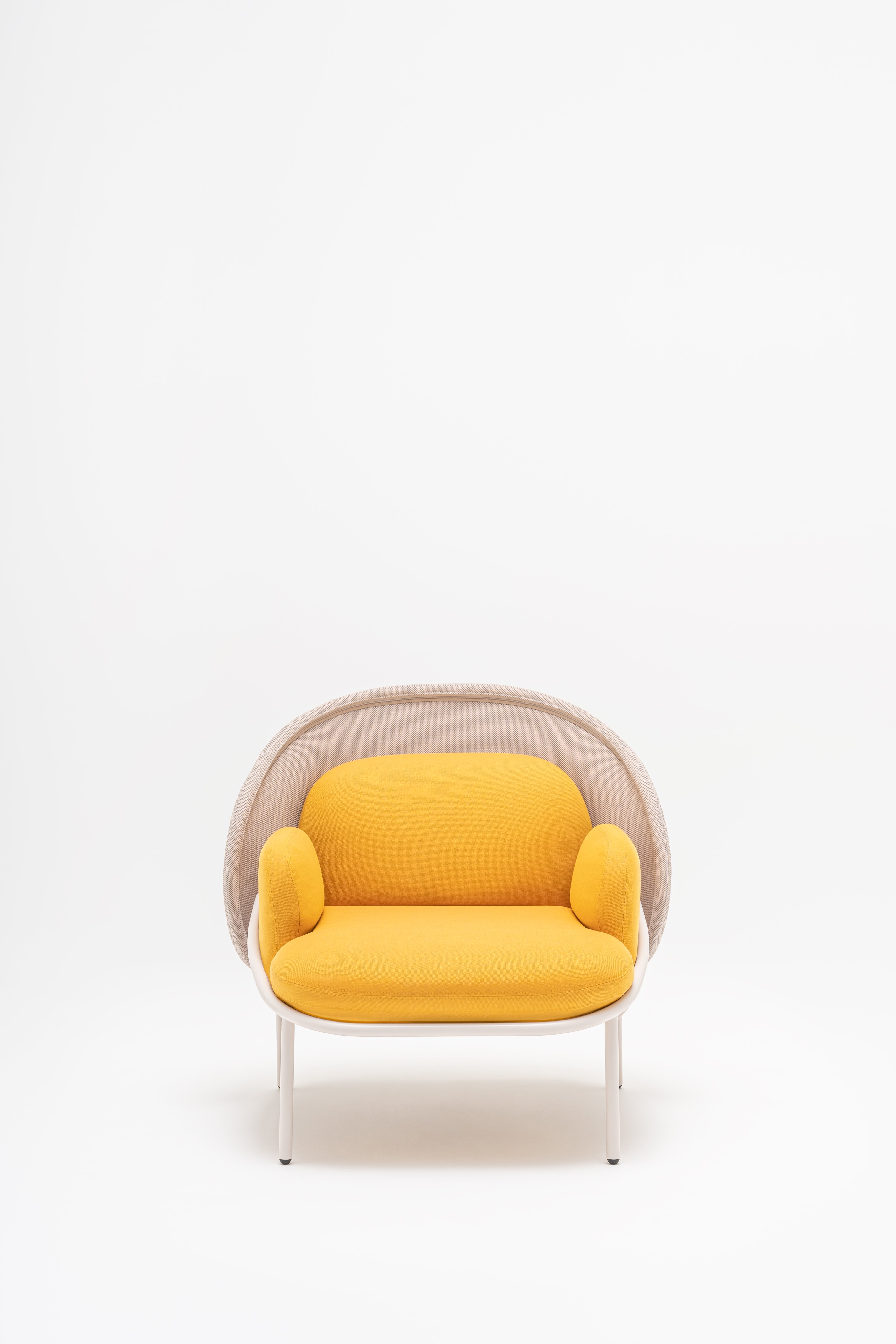 Armchair with low backrest beige mesh