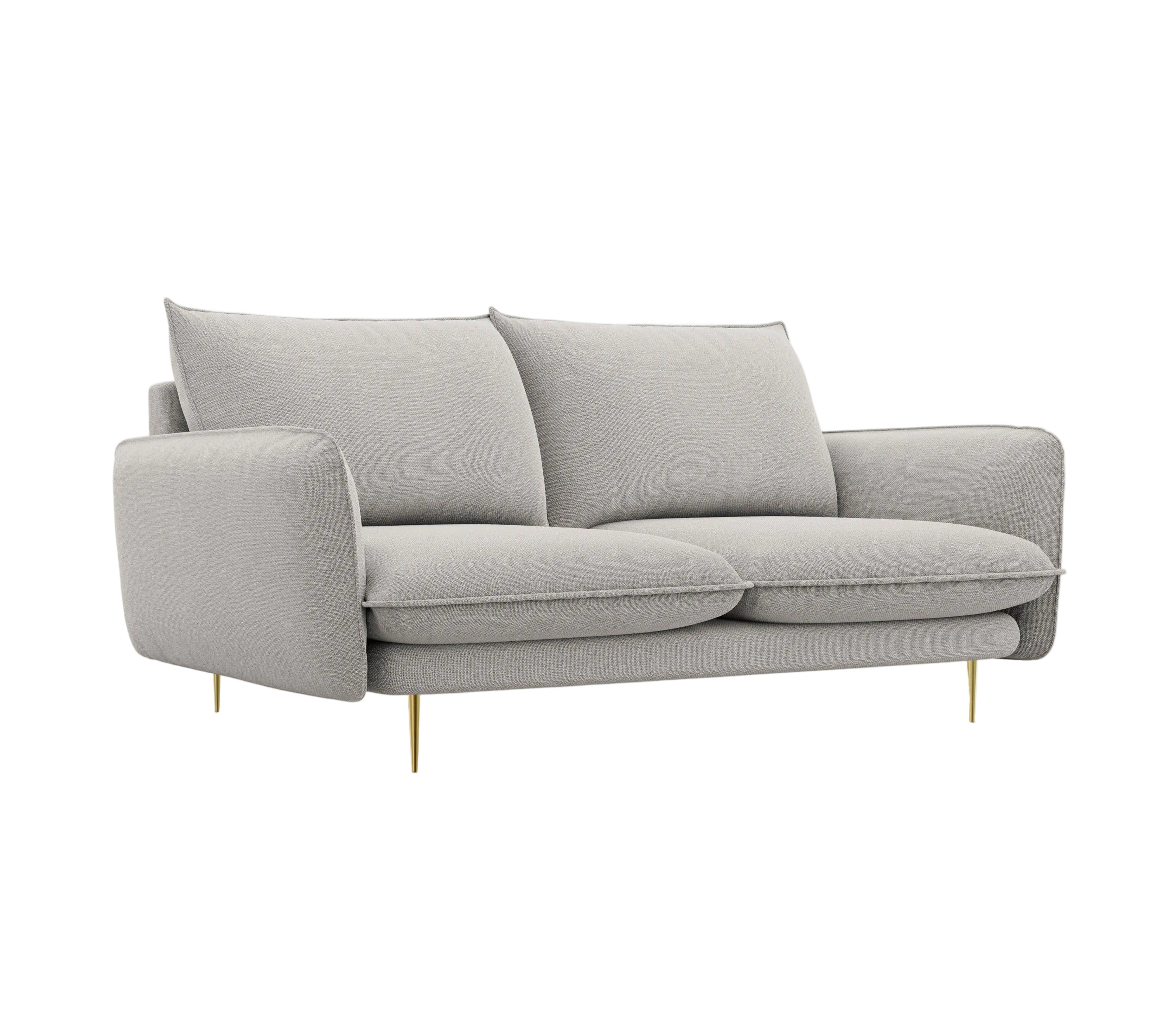 Sofa 2-osobowa VIENNA jasnoszary ze złotą podstawą Cosmopolitan Design    Eye on Design