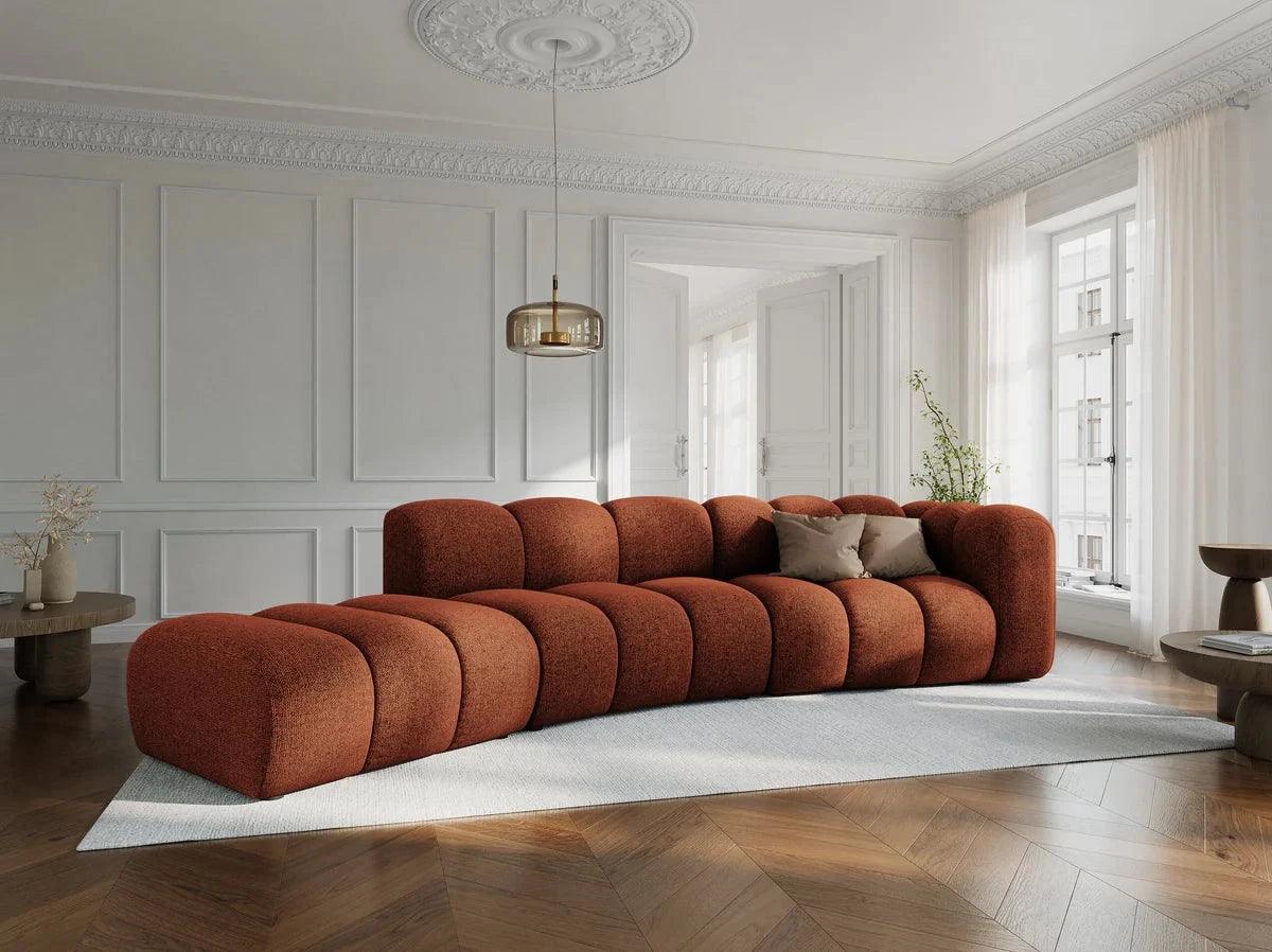 5-seater right-facing sofa LUPINE brick chenille