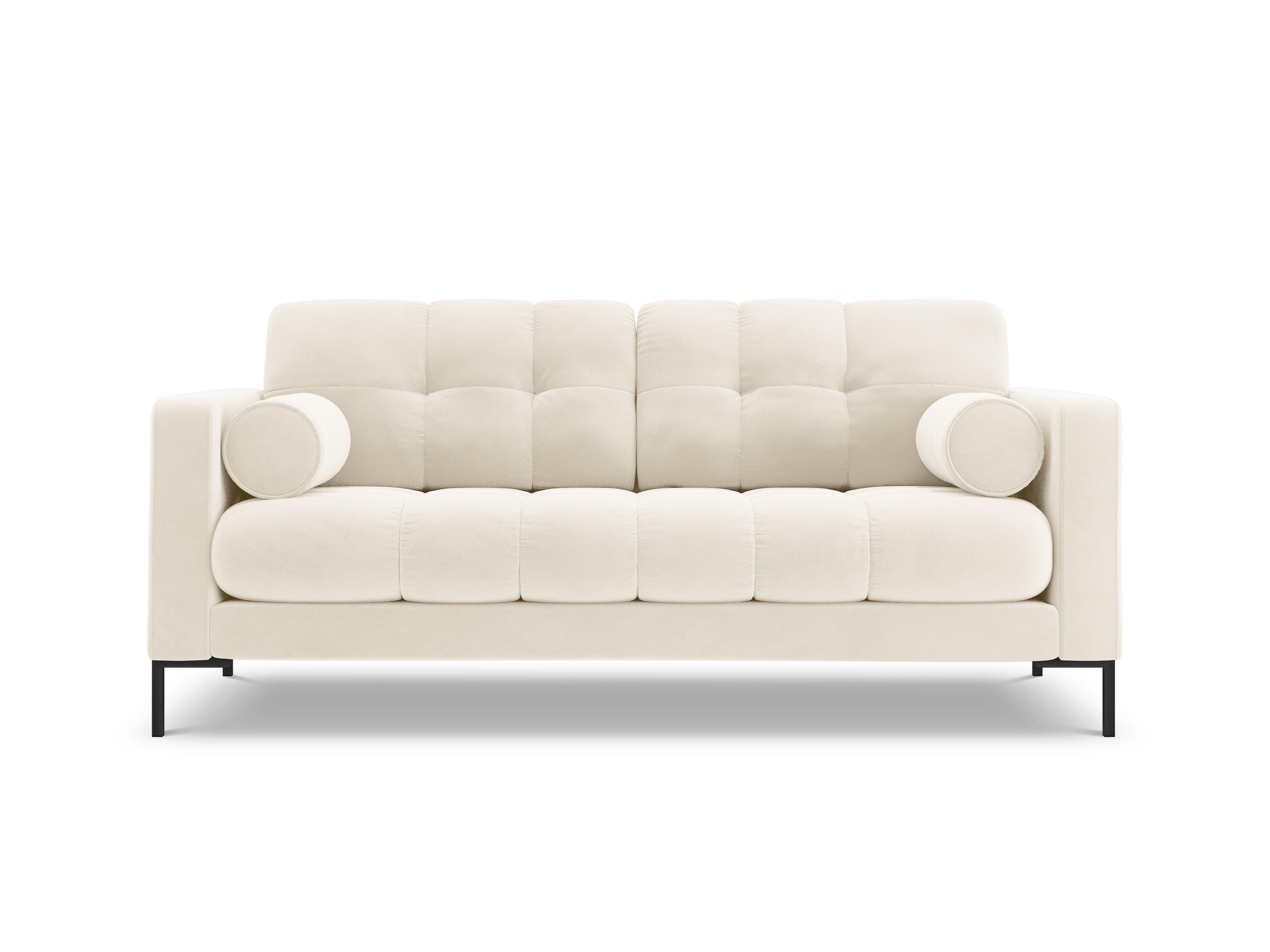 Sofa aksamitna 2-osobowa BALI jasnobeżowy z czarną podstawą Cosmopolitan Design    Eye on Design