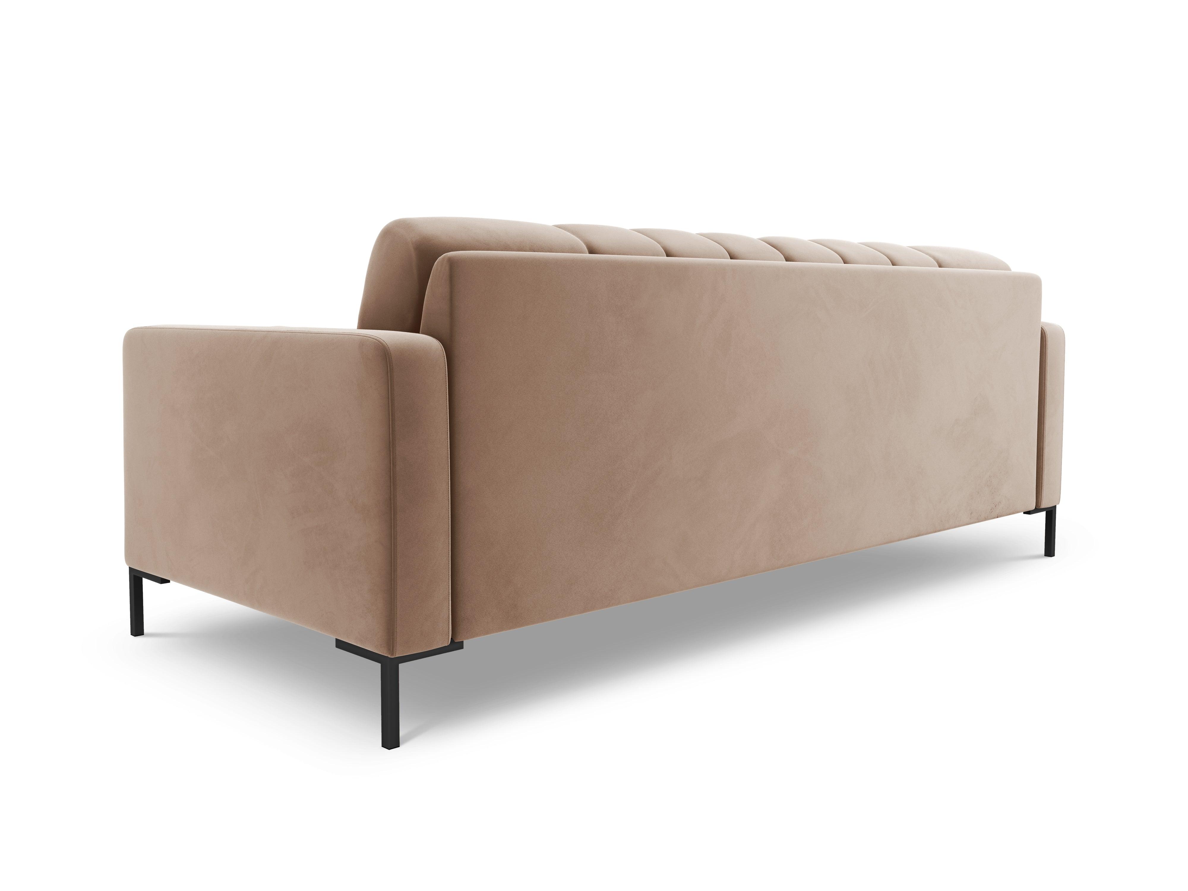 Sofa aksamitna 3-osobowa BALI beżowy z czarną podstawą Cosmopolitan Design    Eye on Design