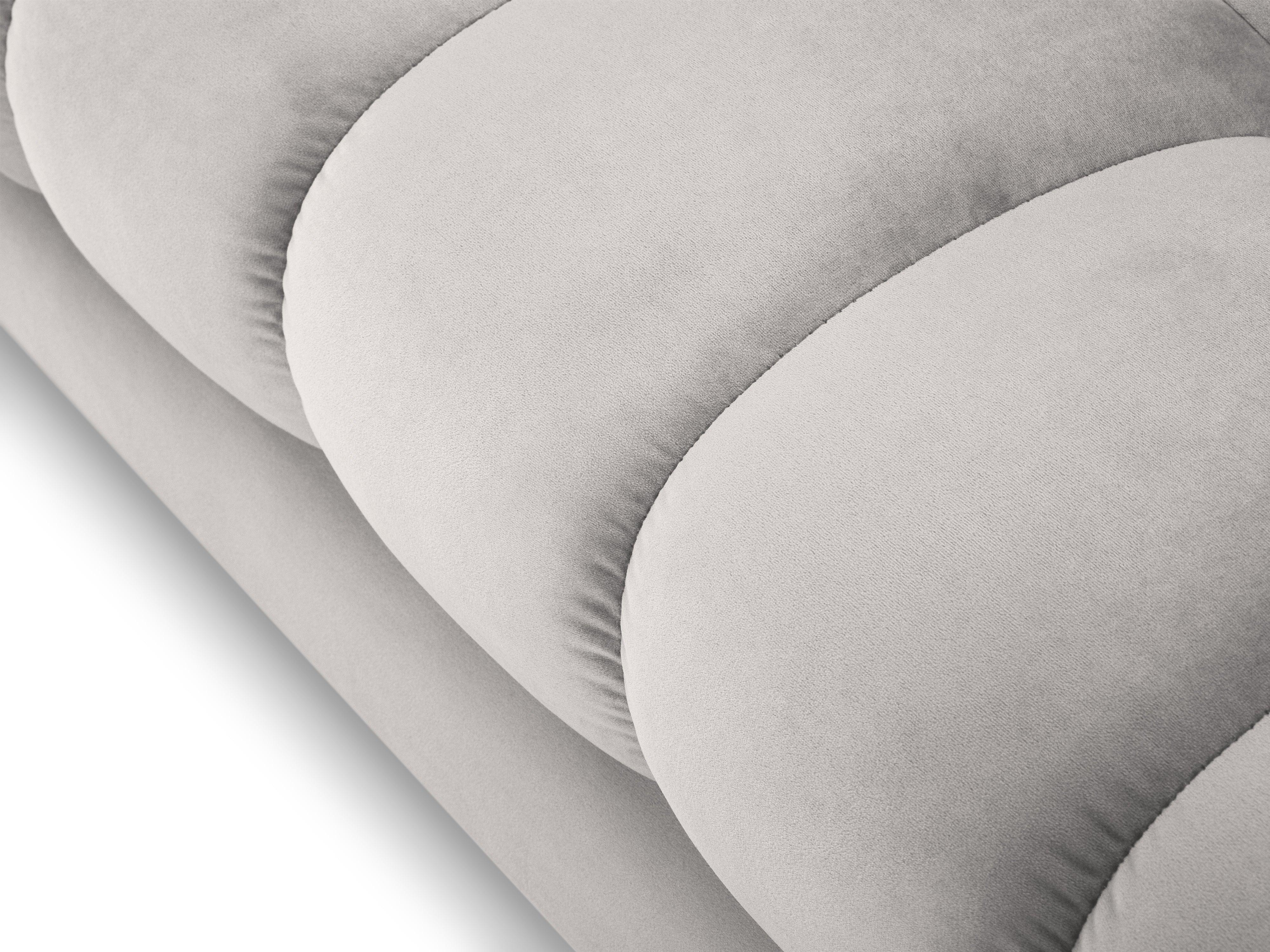 Sofa aksamitna 3-osobowa BALI srebrny ze złotą podstawą Cosmopolitan Design    Eye on Design