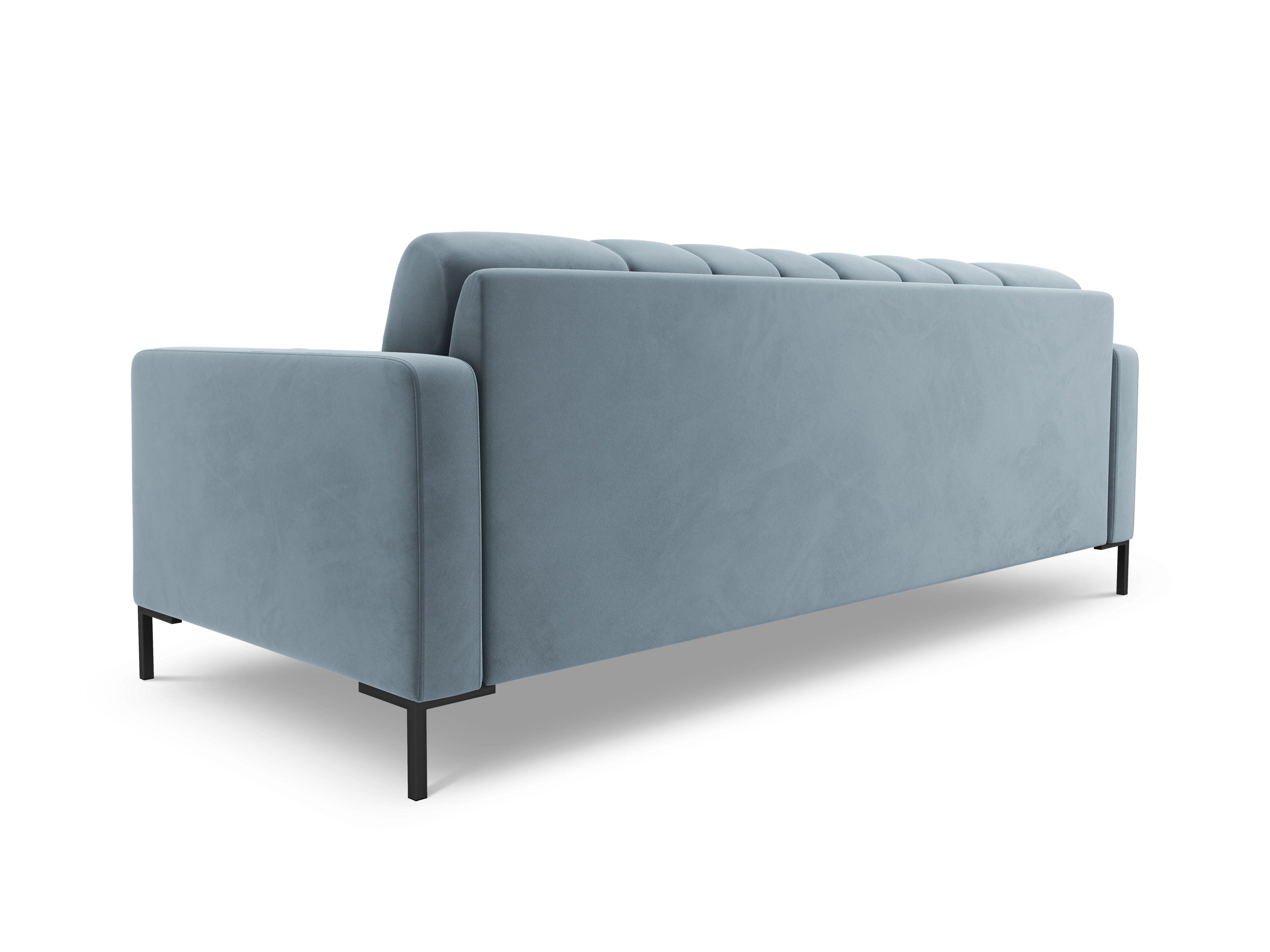 Sofa aksamitna 4-osobowa BALI jasnoniebieski z czarną podstawą Cosmopolitan Design    Eye on Design