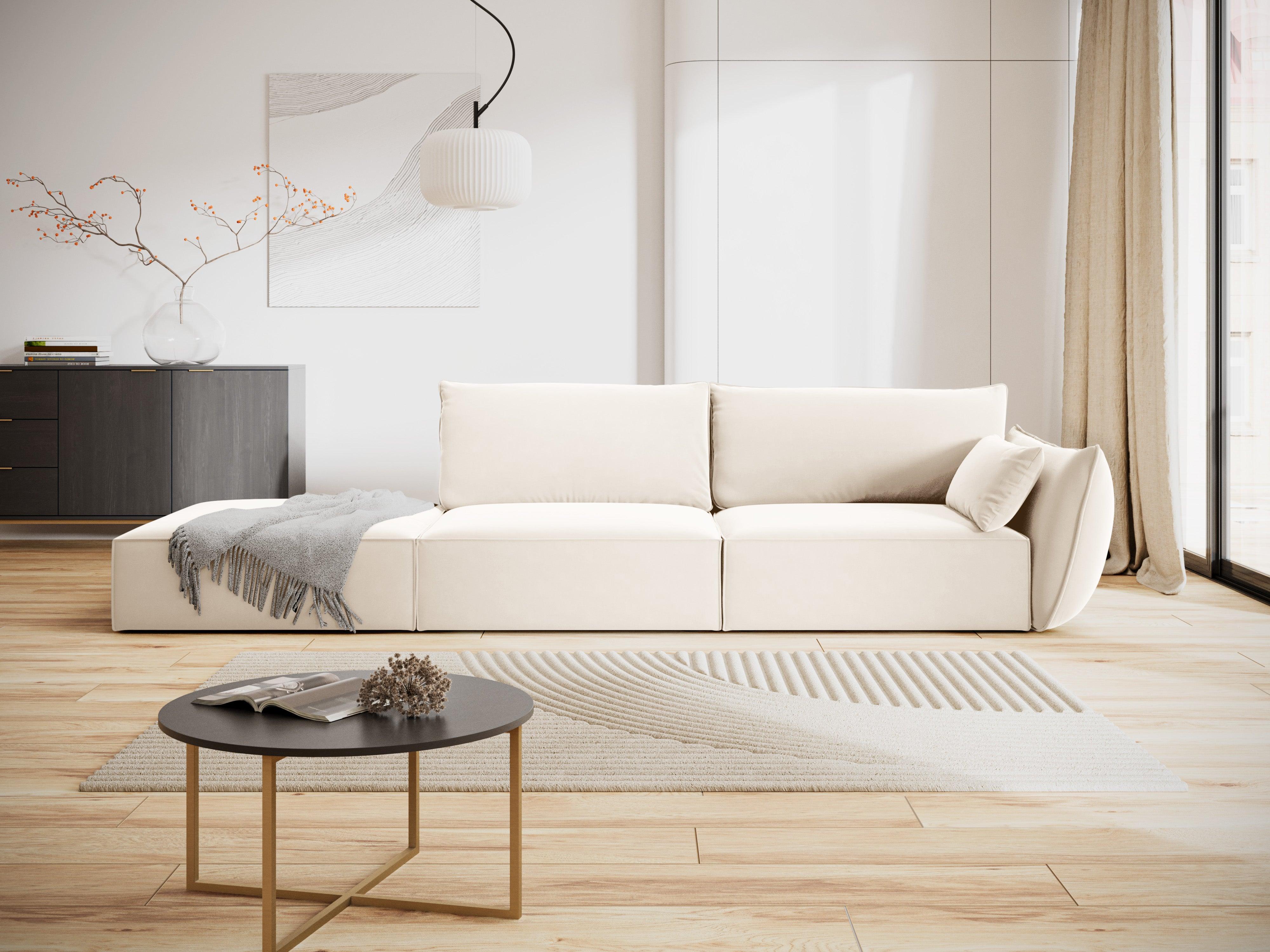 Sofa aksamitna lewostronna otwarta VANDA beżowy Mazzini Sofas    Eye on Design