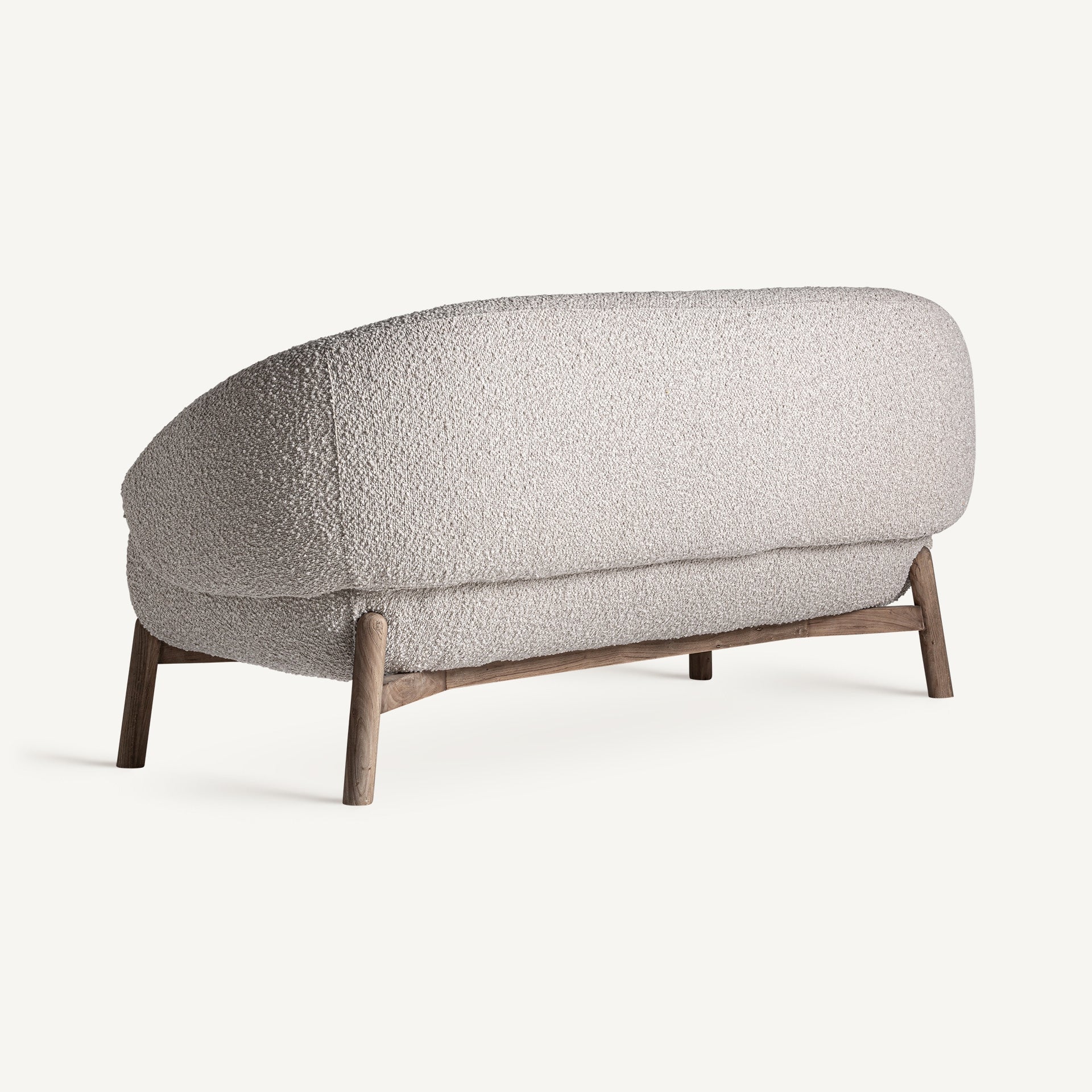 Beige JACQUARD Sofa with Wooden Base