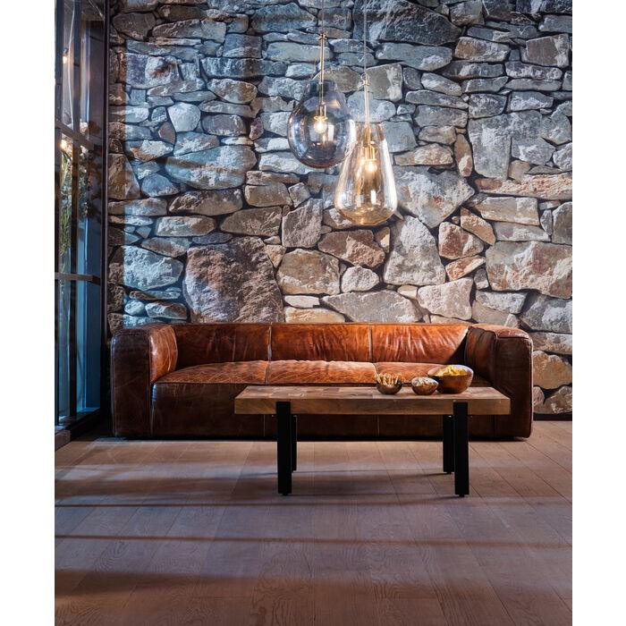 Kožená pohovka 3-místná CUBETTO hnědá