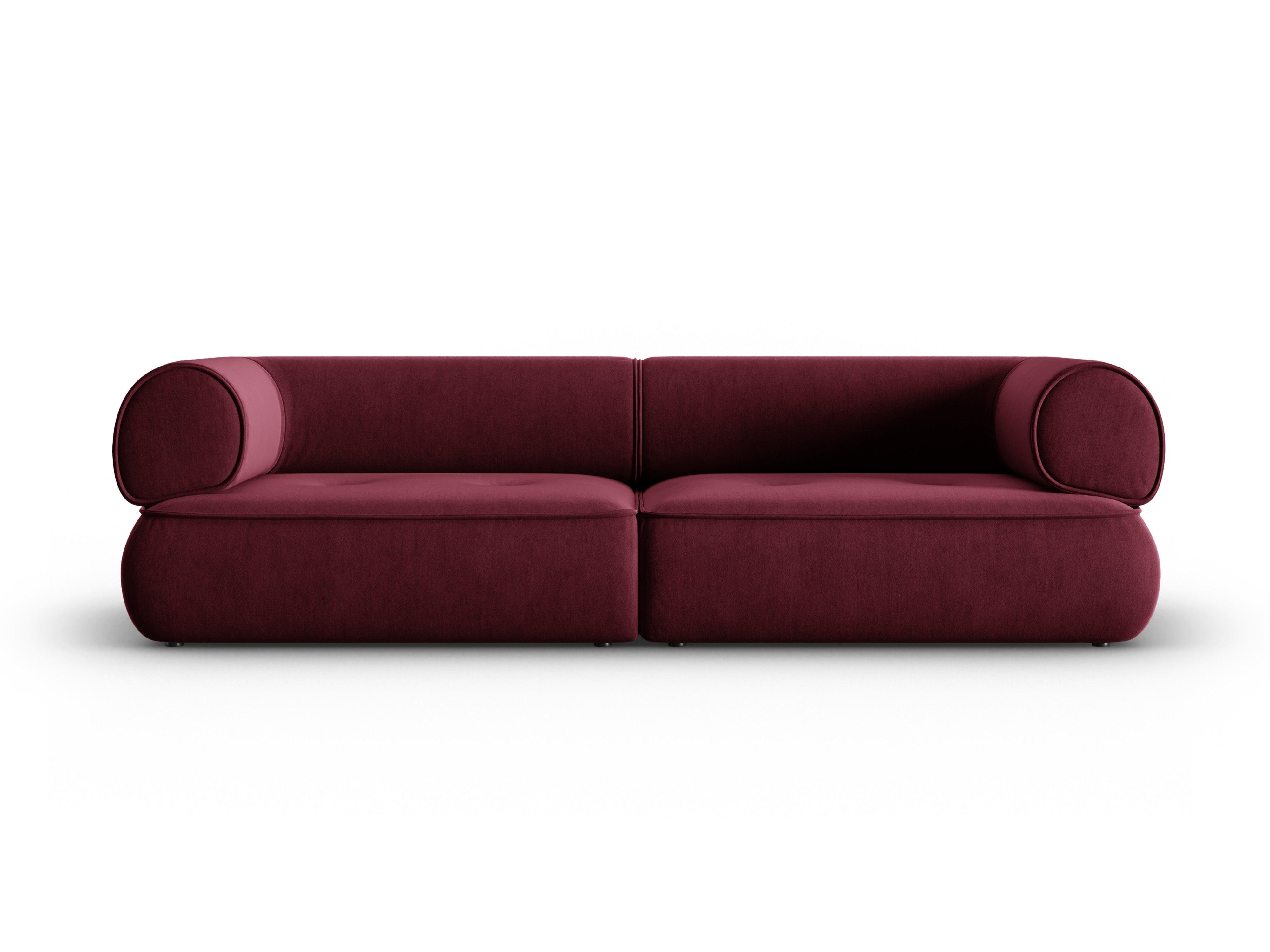 Sofa w tkaninie szenilowej 3-osobowa LILY burgundowy Maison Heritage    Eye on Design