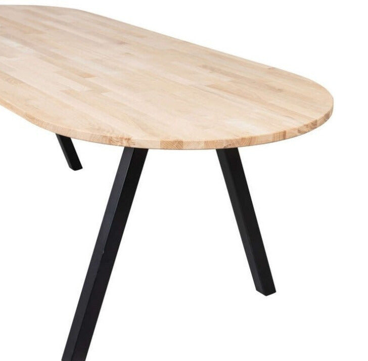 Oval table TABLO oak with V-shaped base