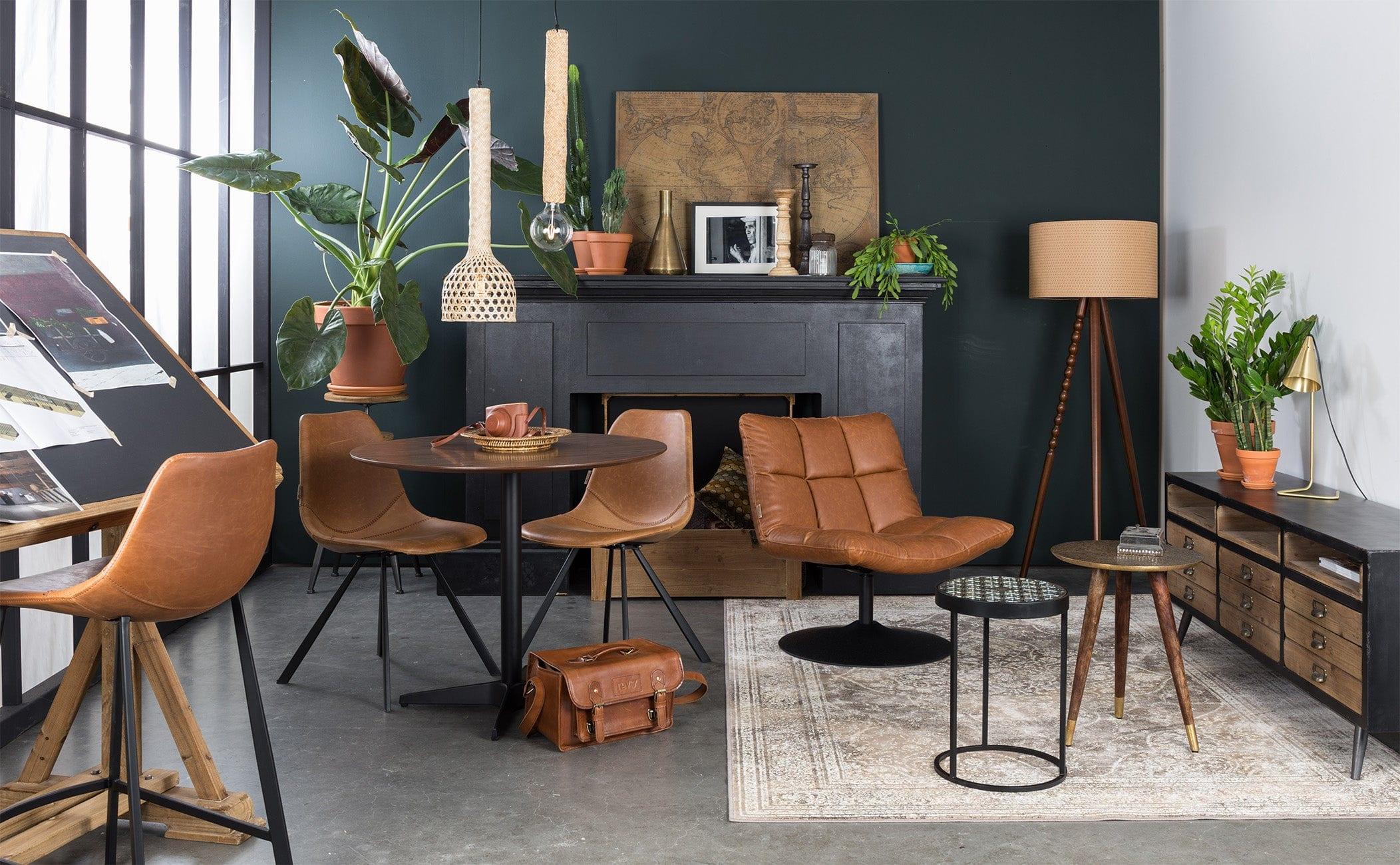 Stołek barowy FRANKY ekoskóra brązowy Dutchbone    Eye on Design