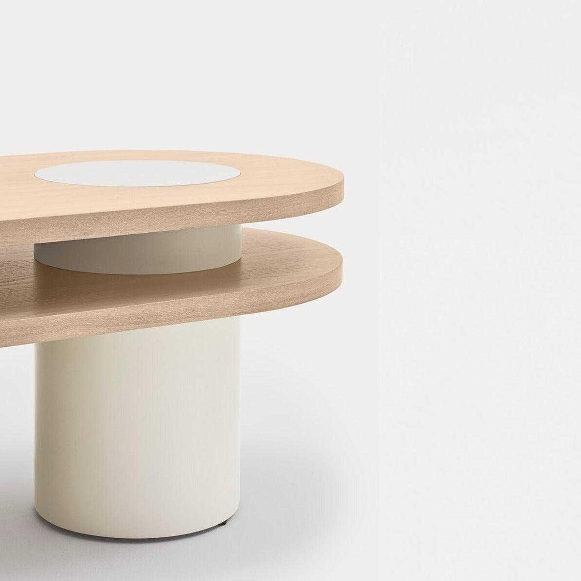 Stolik kawowy NORI beżowy z drewnianym blatem Teulat    Eye on Design