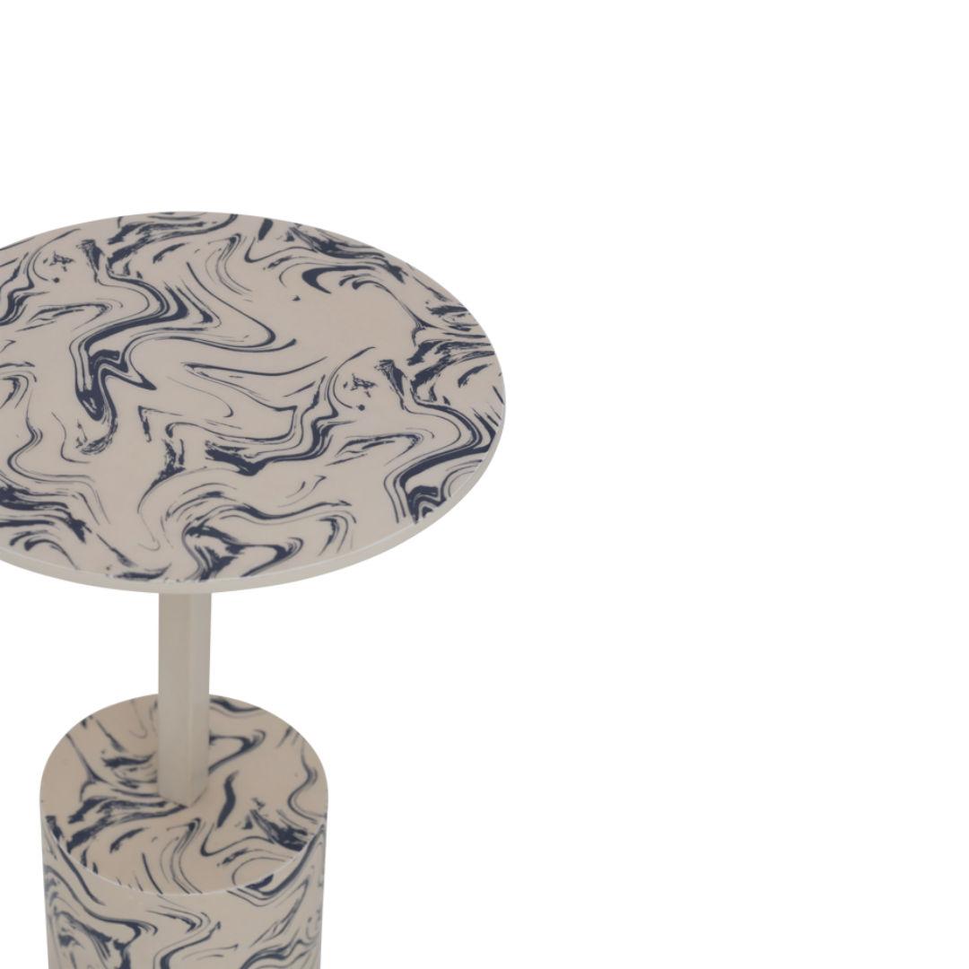 Béžový boční stolek STEN s modrou barvou