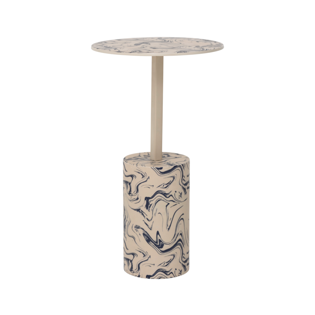 Béžový boční stolek STEN s modrou barvou