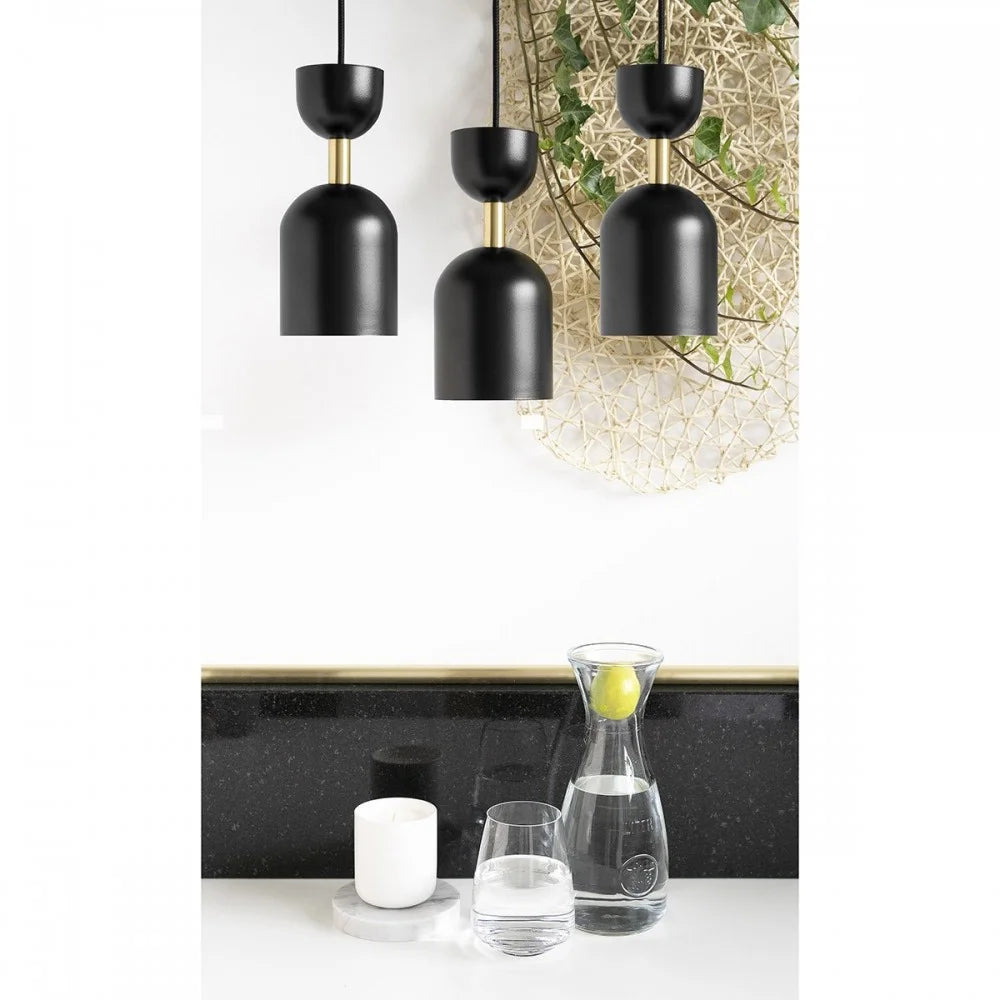 Závěsné svítidlo SUPURU 3P černé s mosazným detailem