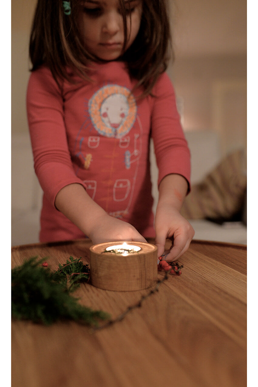 Enlightenment tealight holder set oak