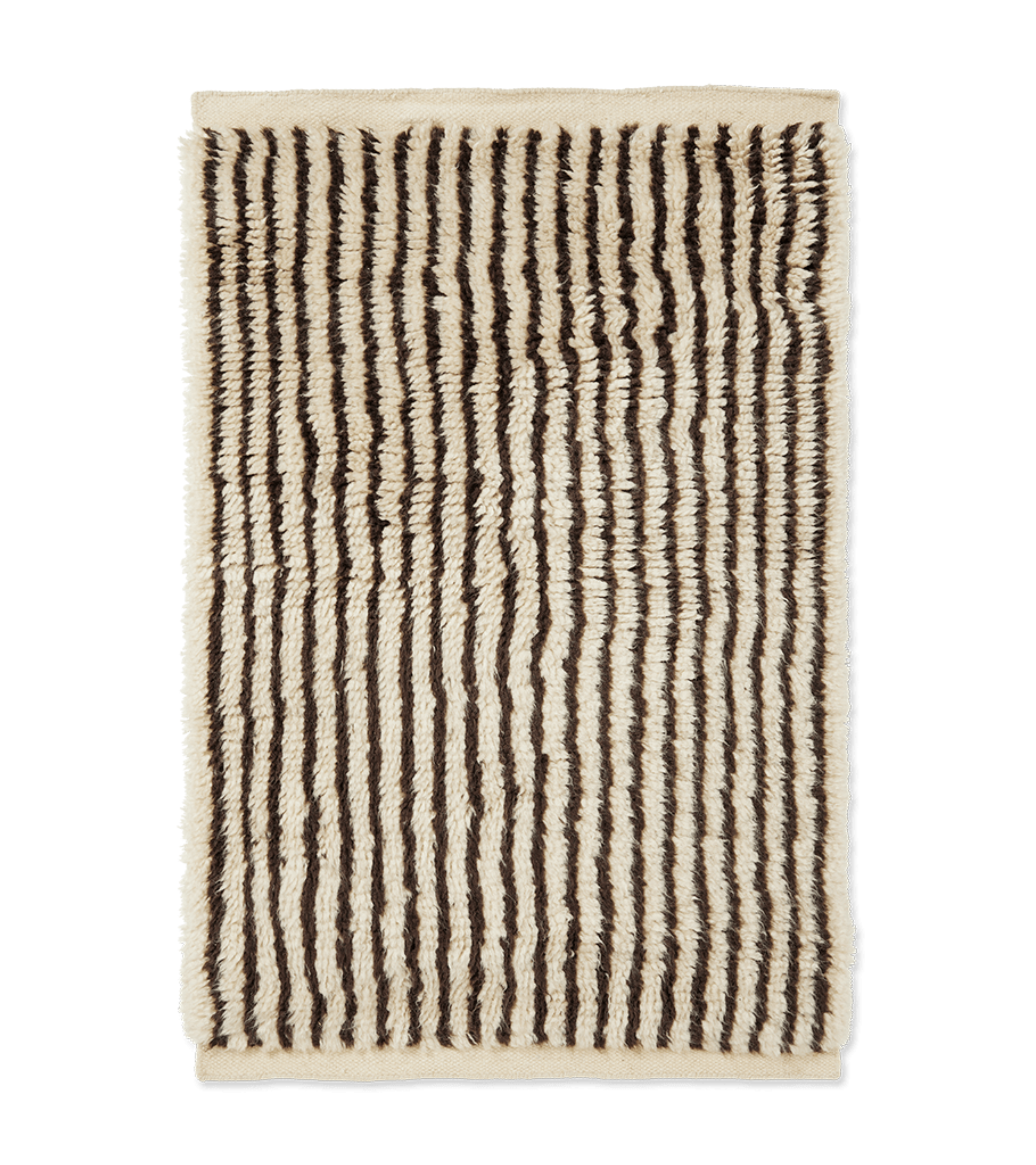 KAMI KNOTTED brown rug with long pile and beige